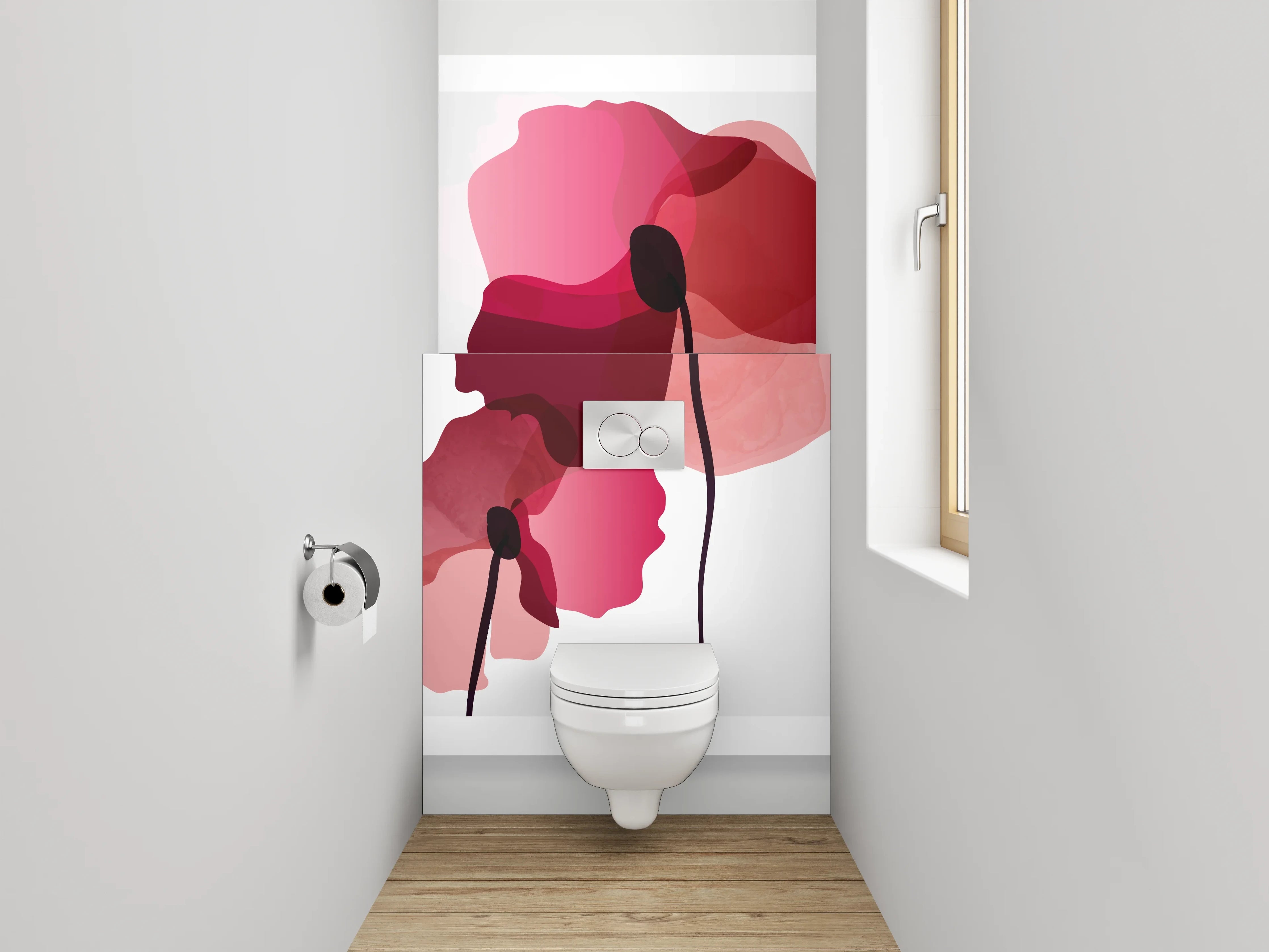 WC-Rückwand - Abstrakte Blumen Aquarell Trio