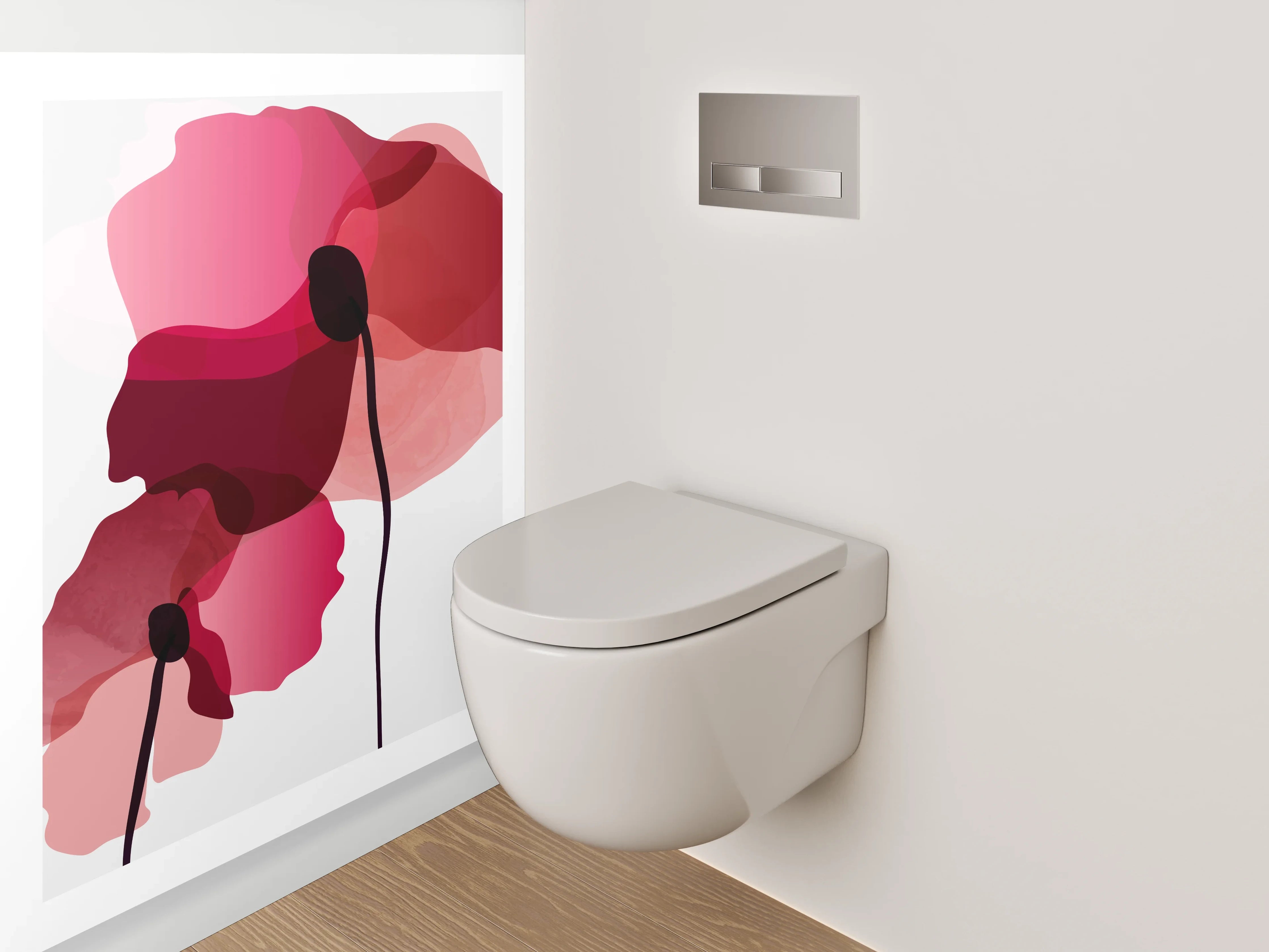 WC-Rückwand - Abstrakte Blumen Aquarell Trio