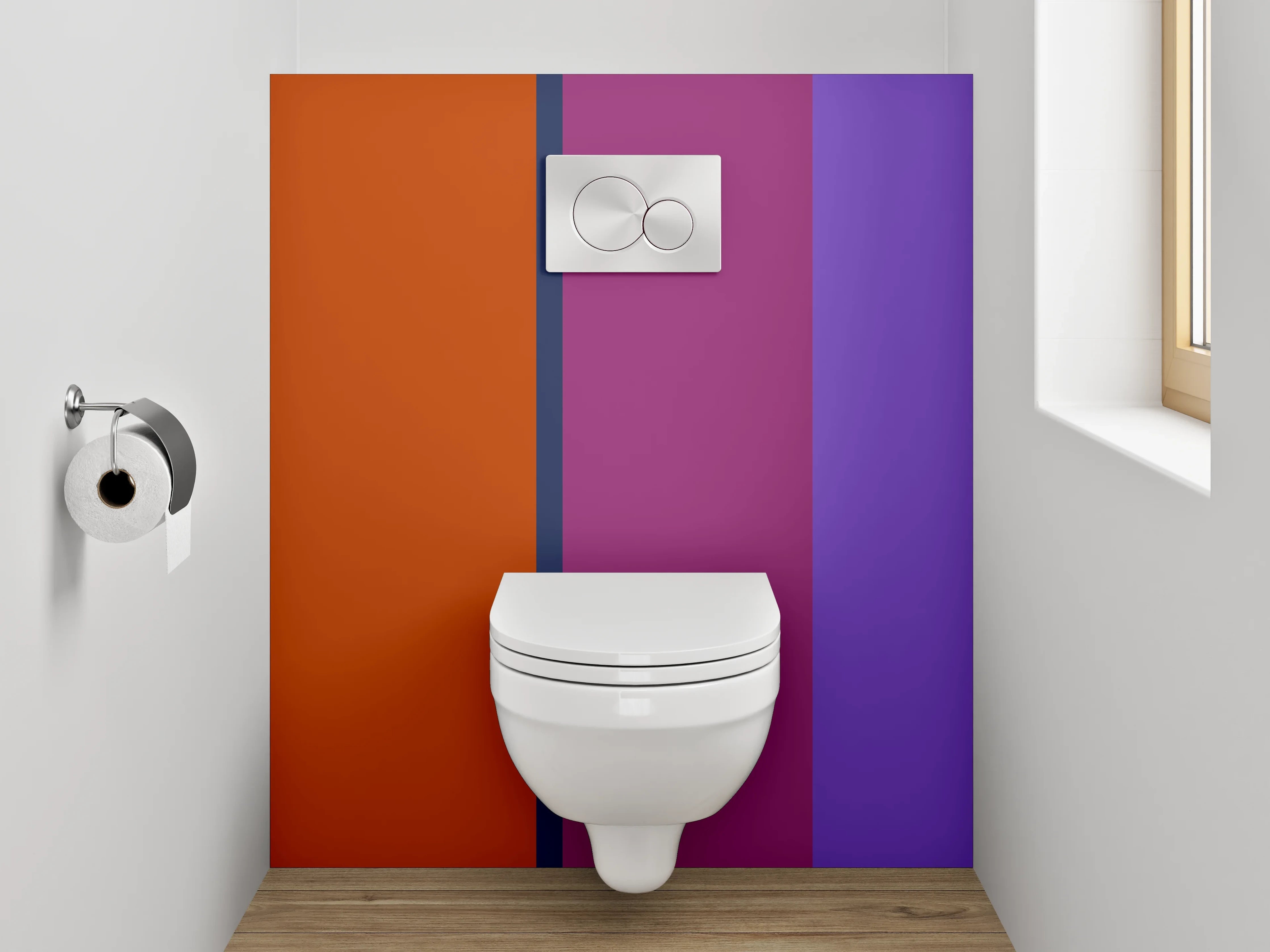 WC-Rückwand - Abstrakte Farbbahnen Orange Lila