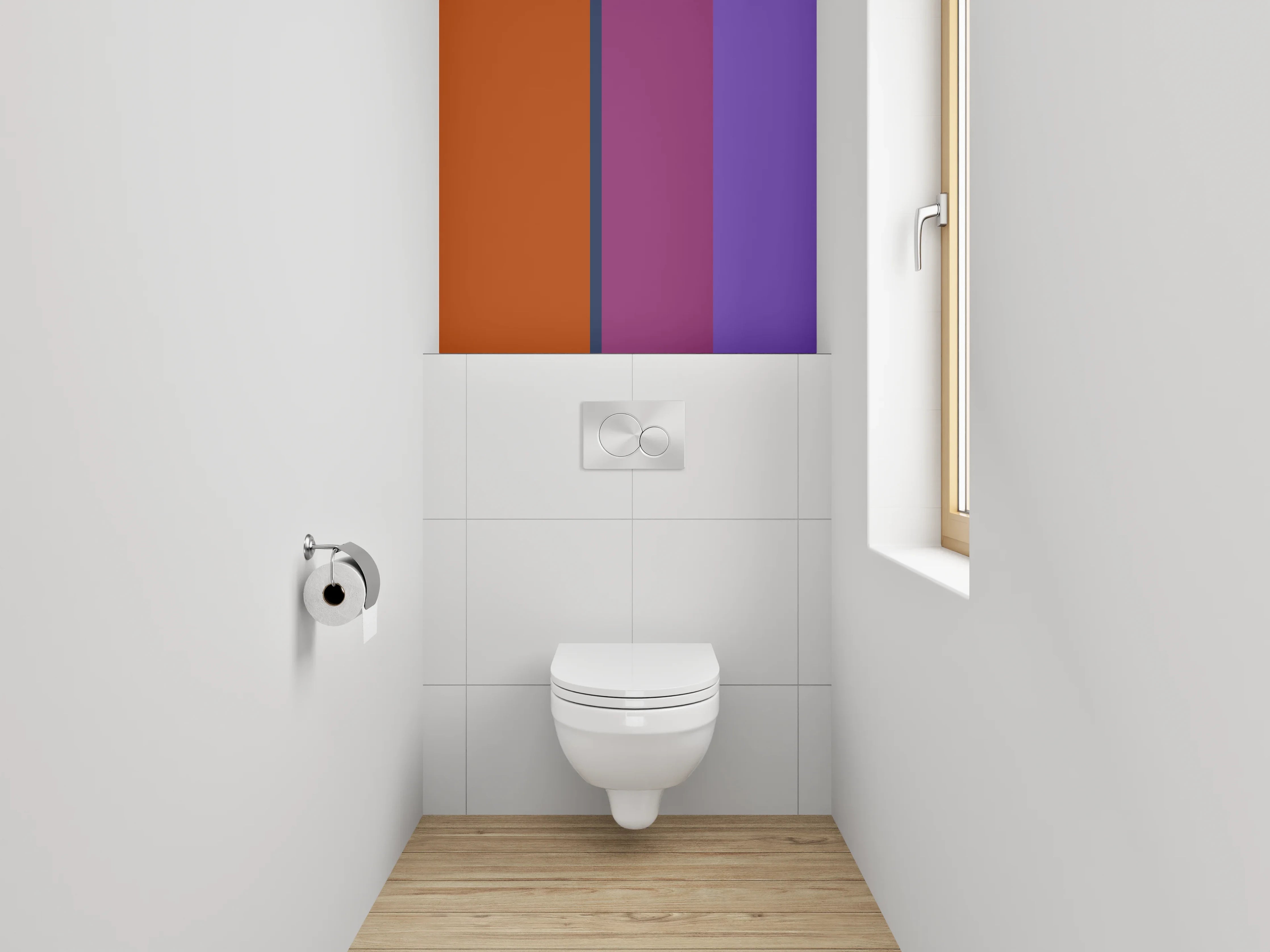 WC-Rückwand - Abstrakte Farbbahnen Orange Lila