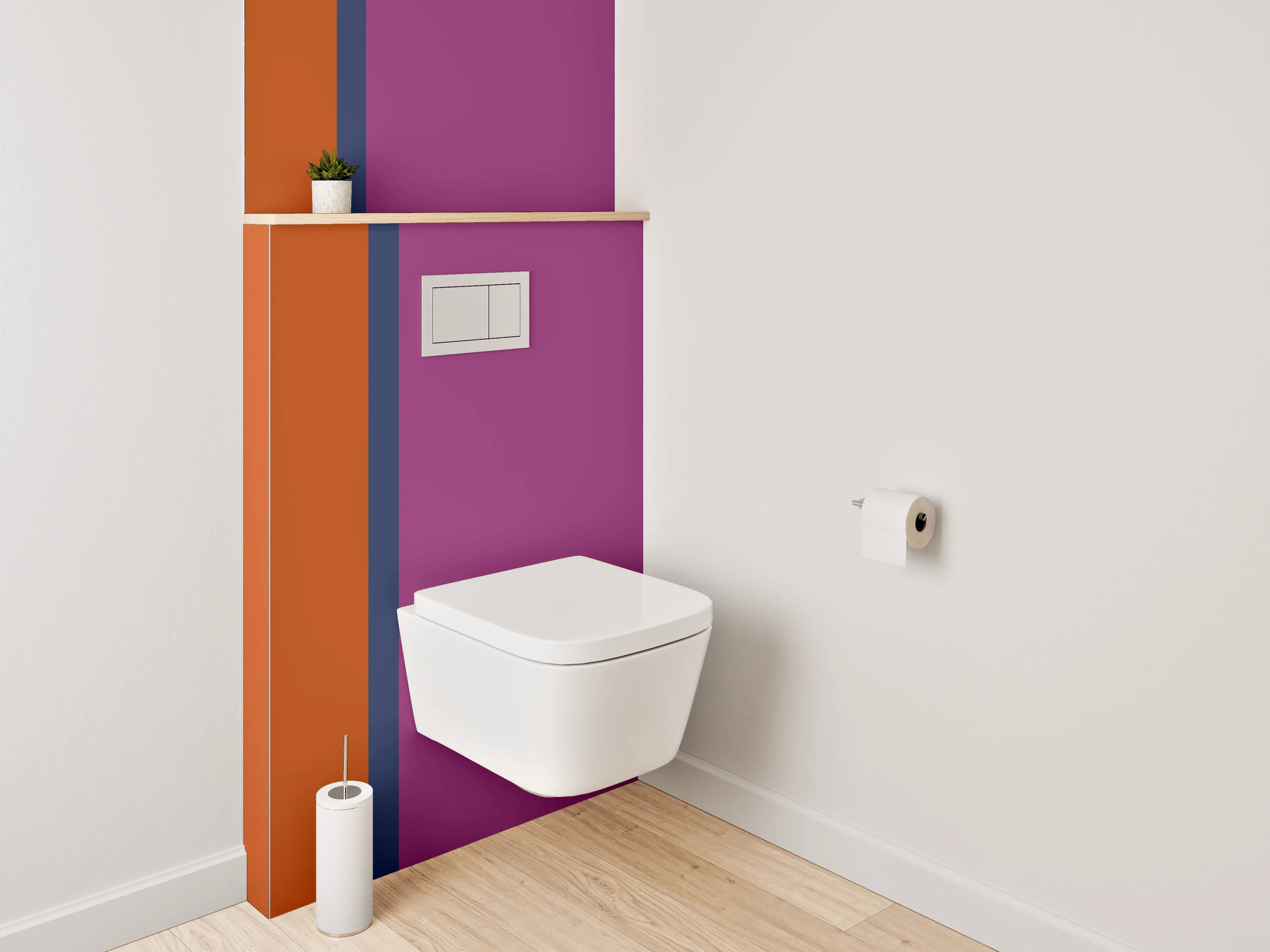 WC-Rückwand - Abstrakte Farbbahnen Orange Lila