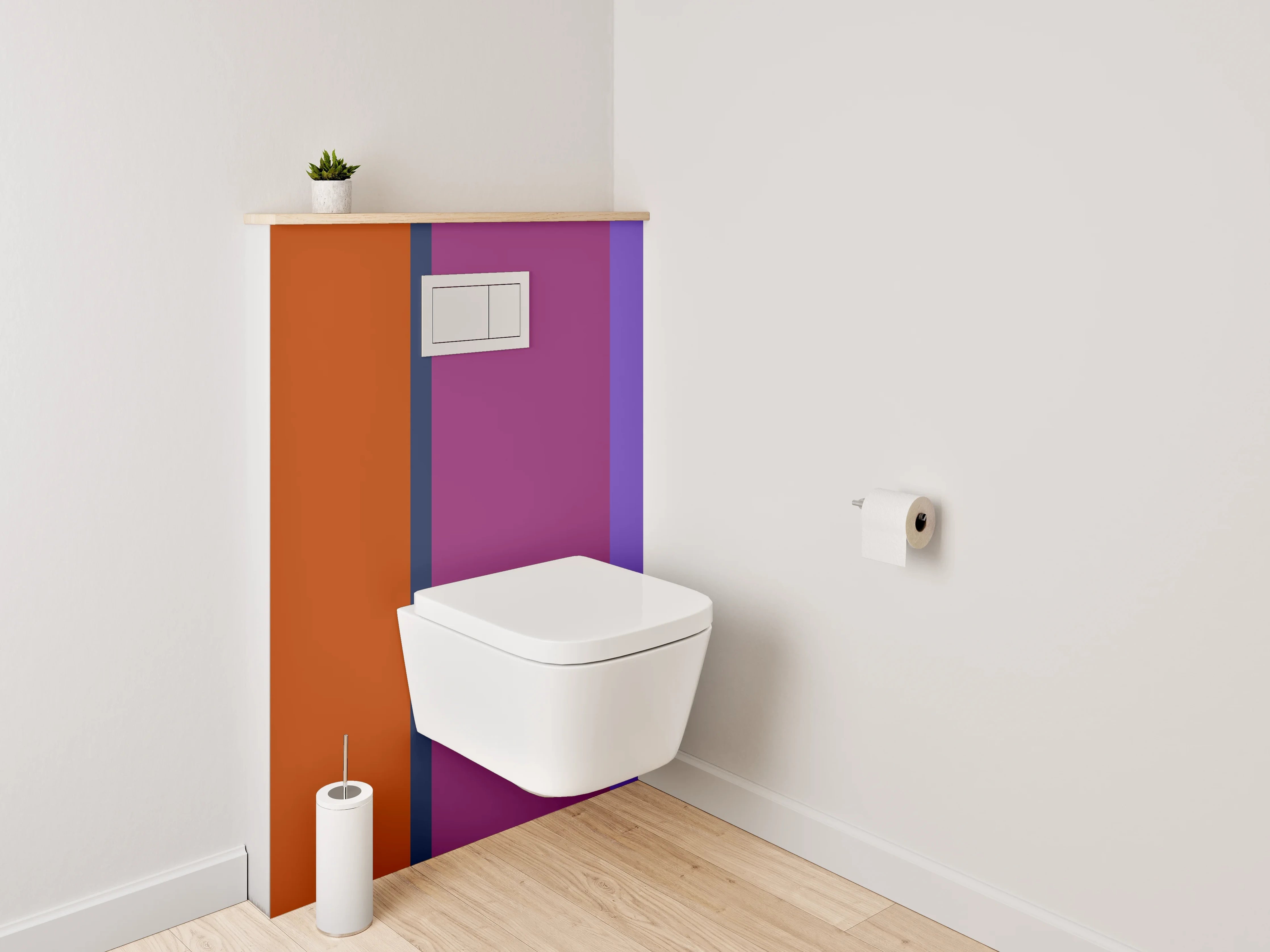 WC-Rückwand - Abstrakte Farbbahnen Orange Lila