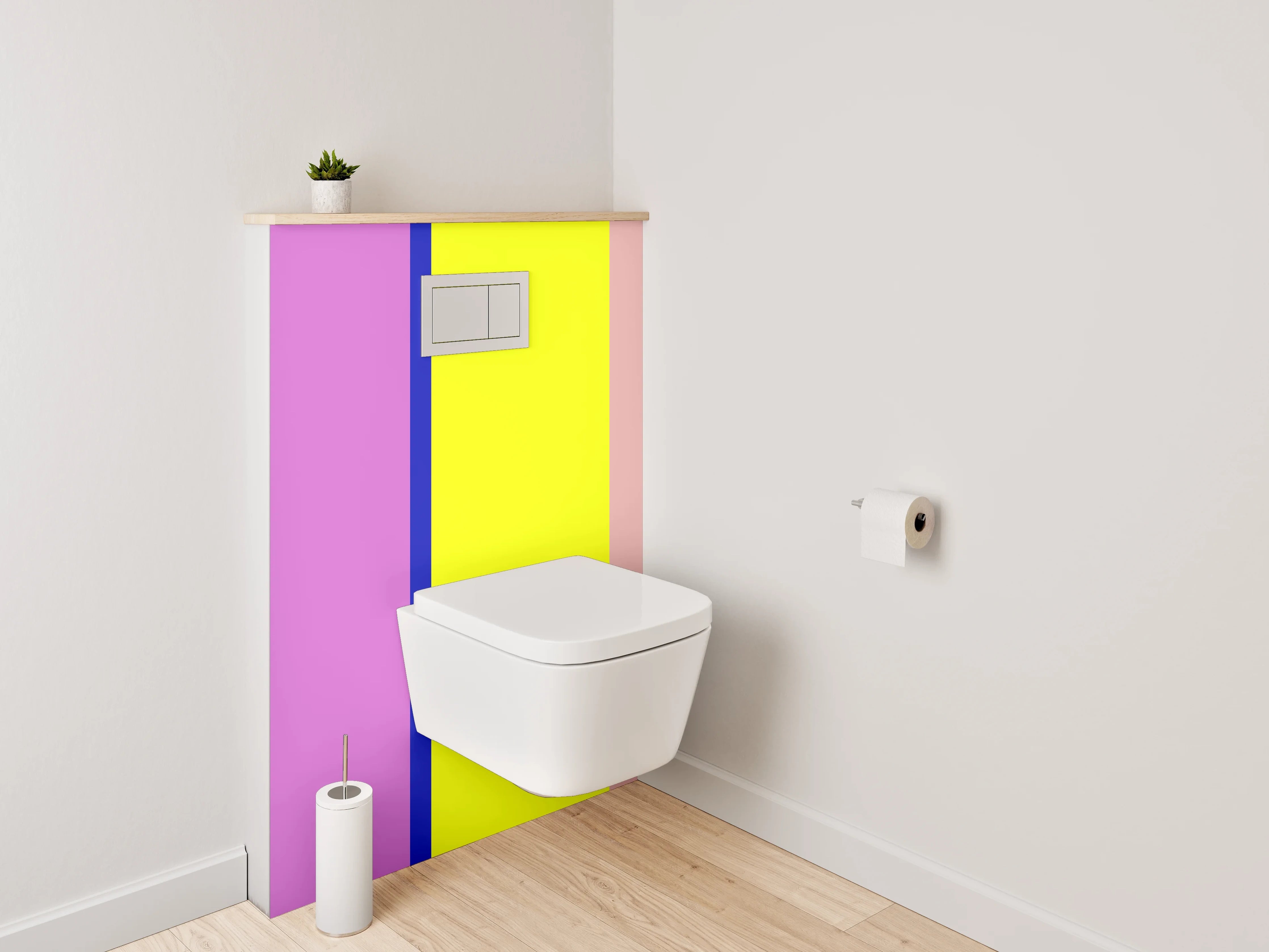 WC-Rückwand - Abstrakte Farbblöcke modern Pastell