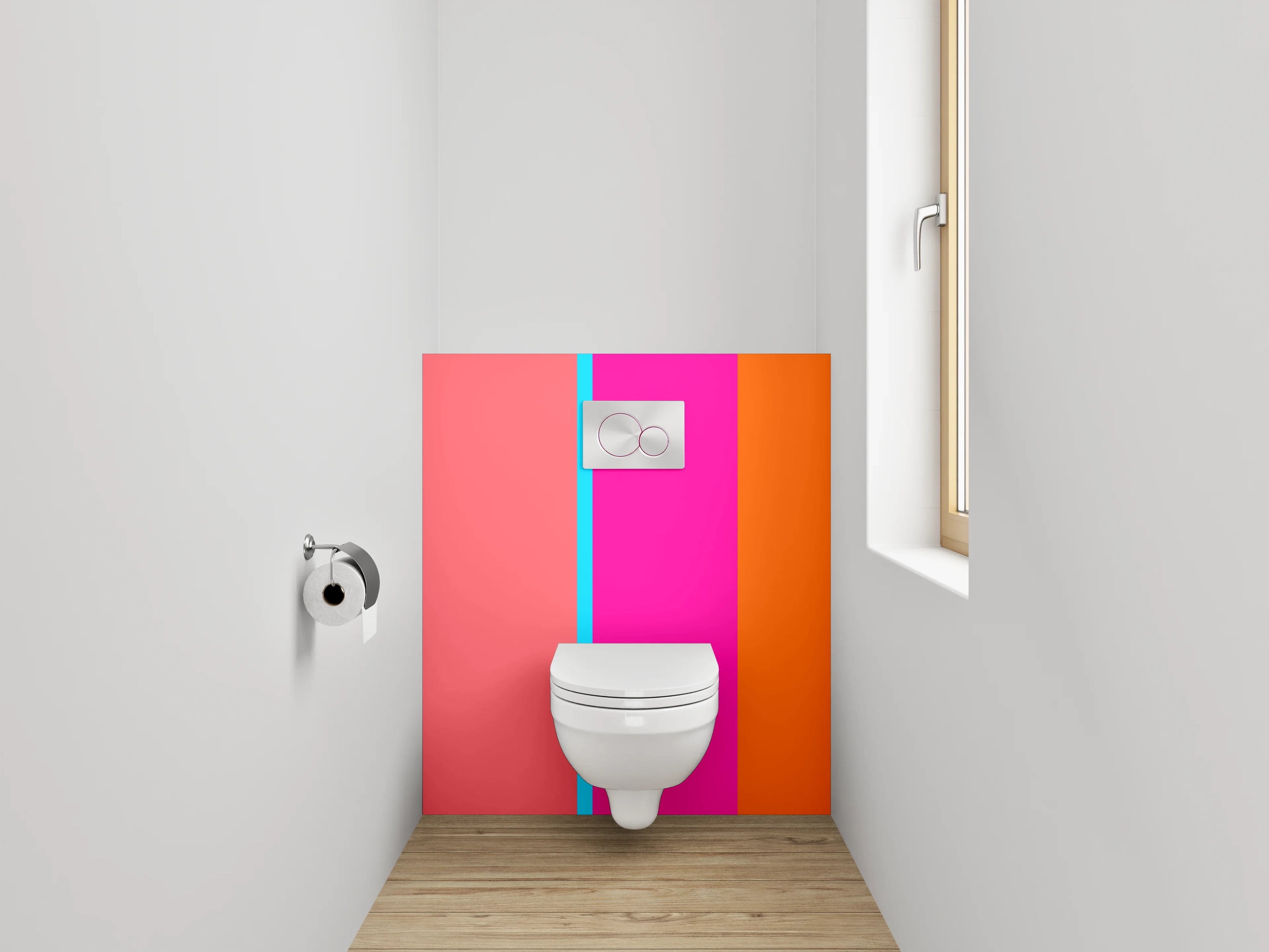 WC-Rückwand - Abstrakte Farbblöcke modern Rosa Orange