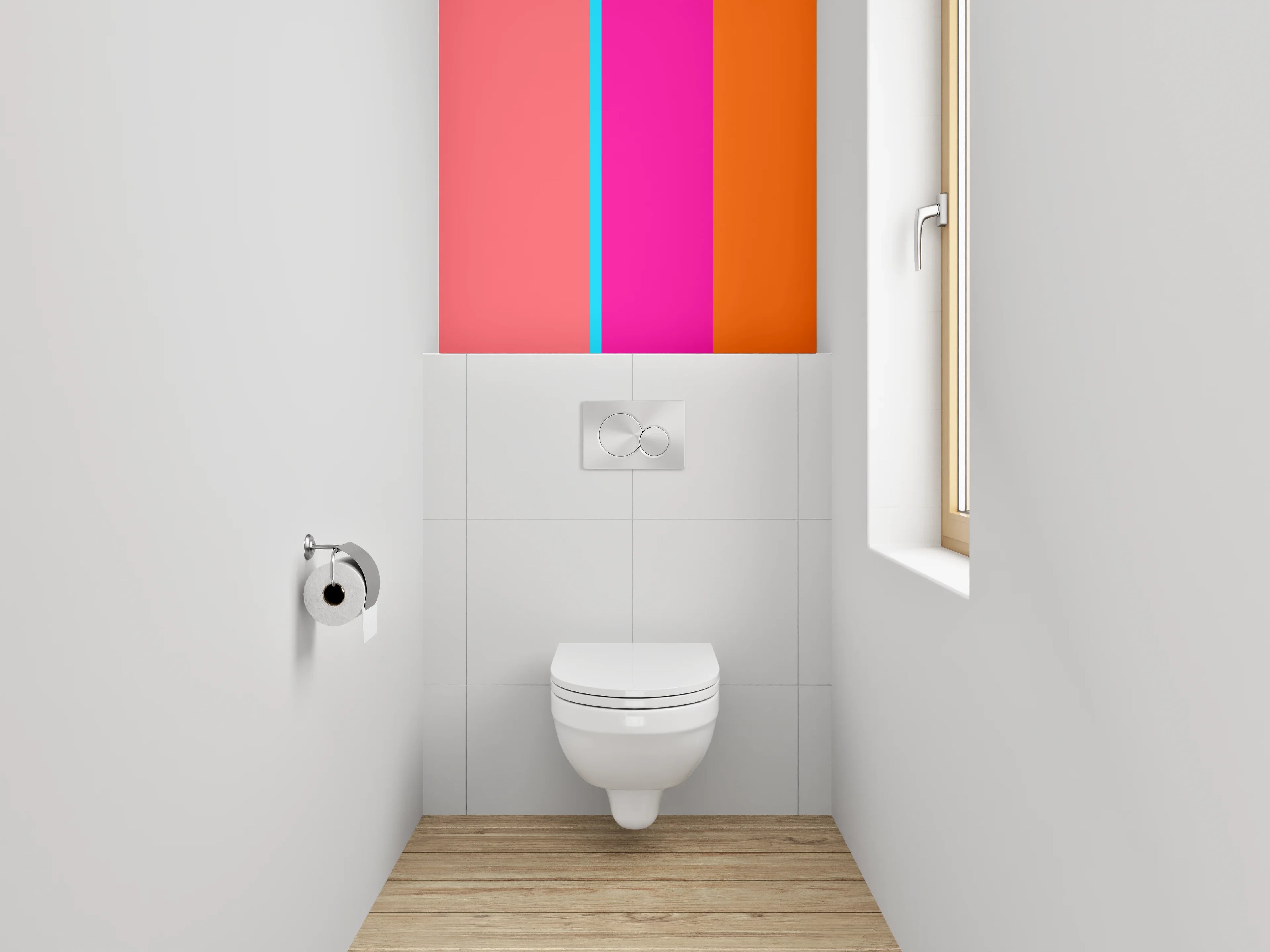 WC-Rückwand - Abstrakte Farbblöcke modern Rosa Orange