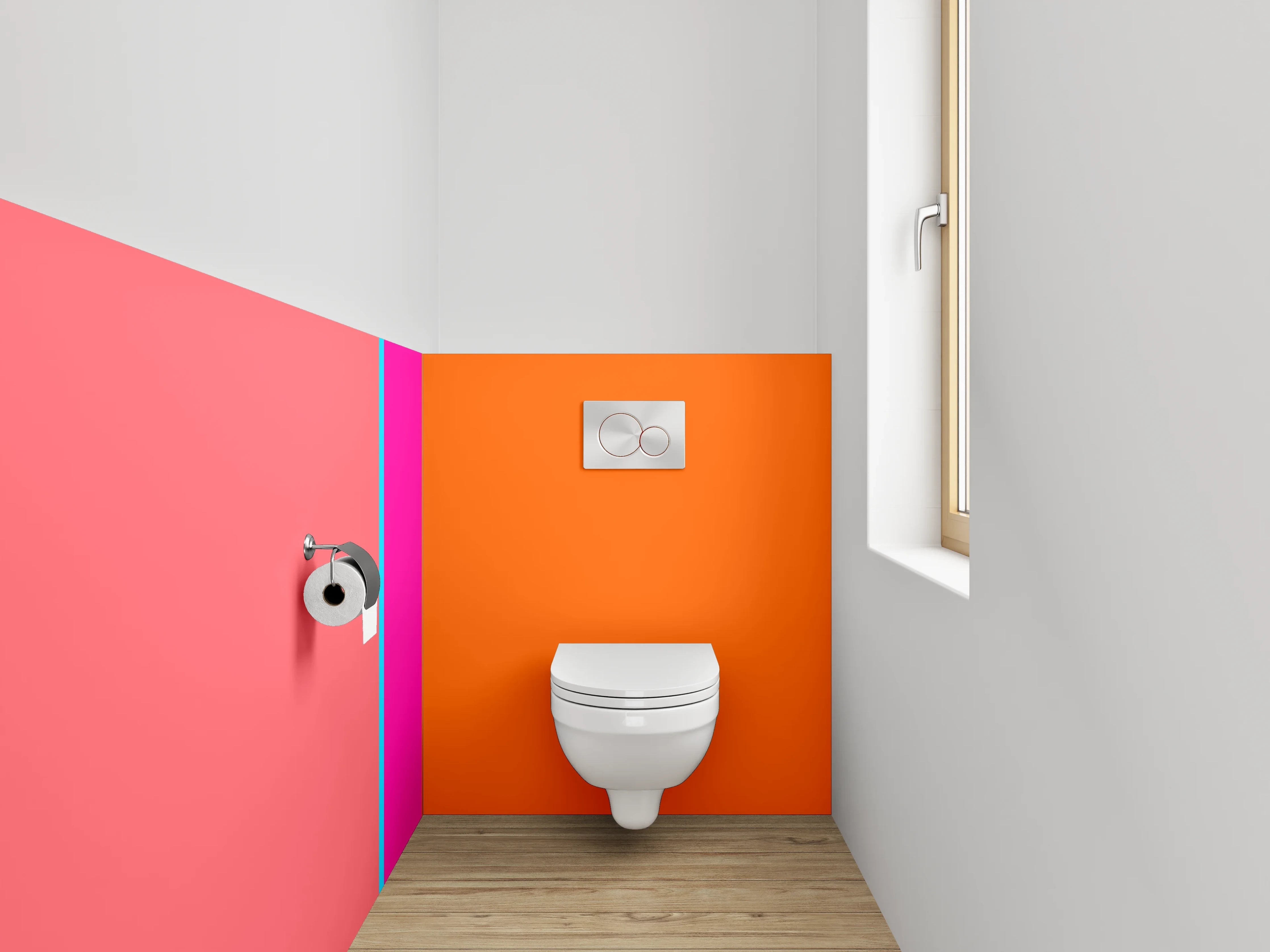 WC-Rückwand - Abstrakte Farbblöcke modern Rosa Orange