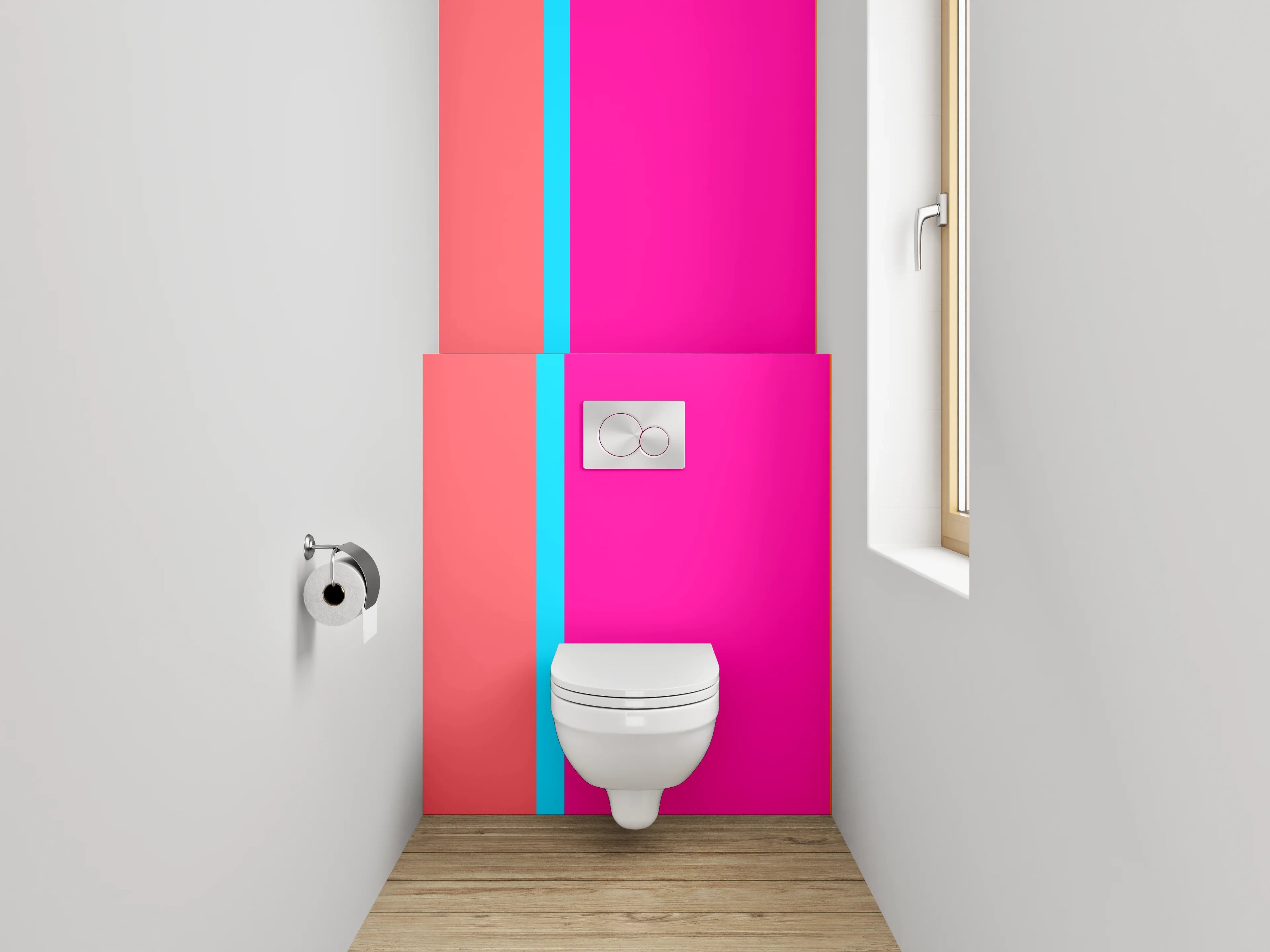 WC-Rückwand - Abstrakte Farbblöcke modern Rosa Orange