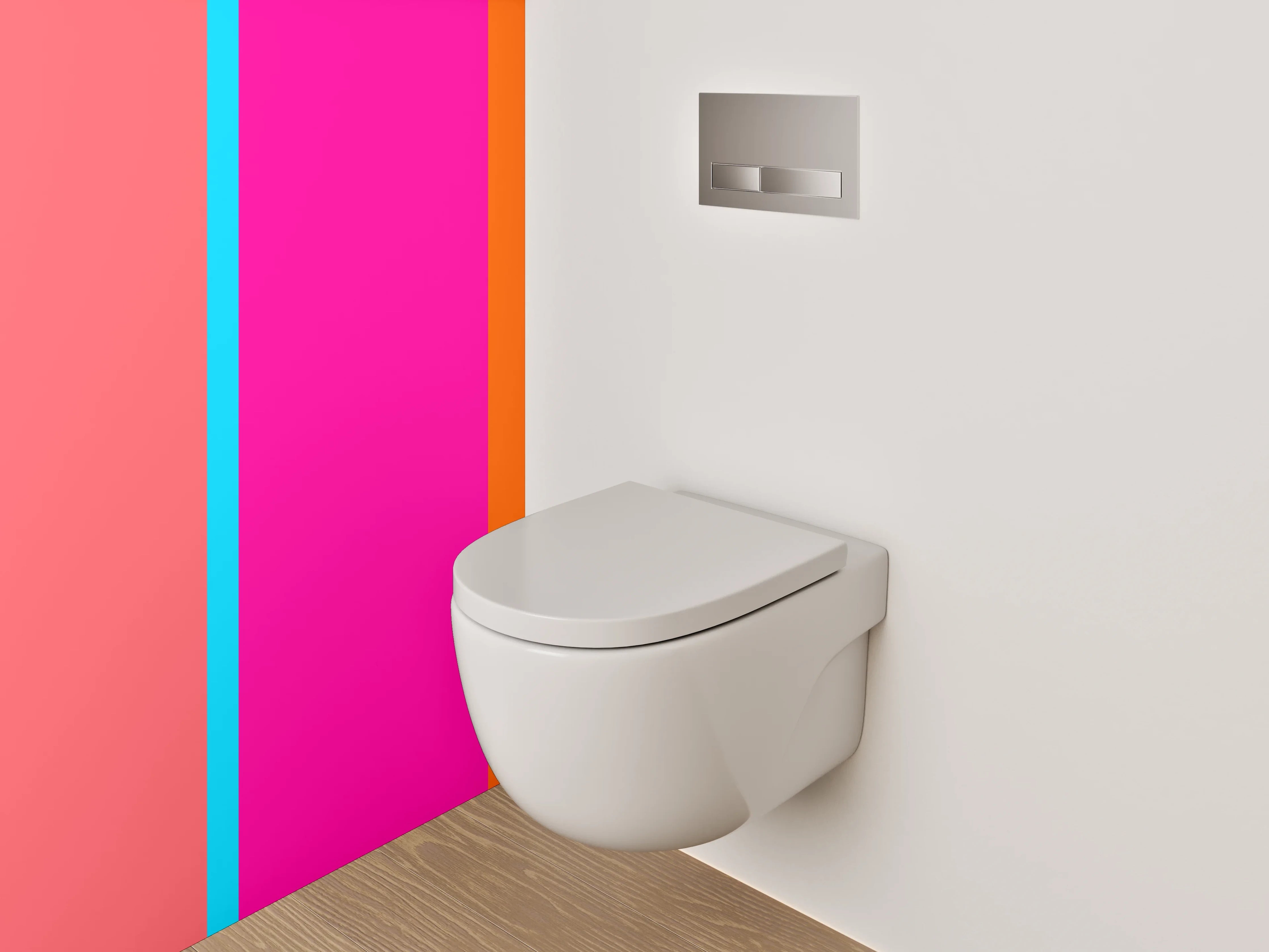 WC-Rückwand - Abstrakte Farbblöcke modern Rosa Orange