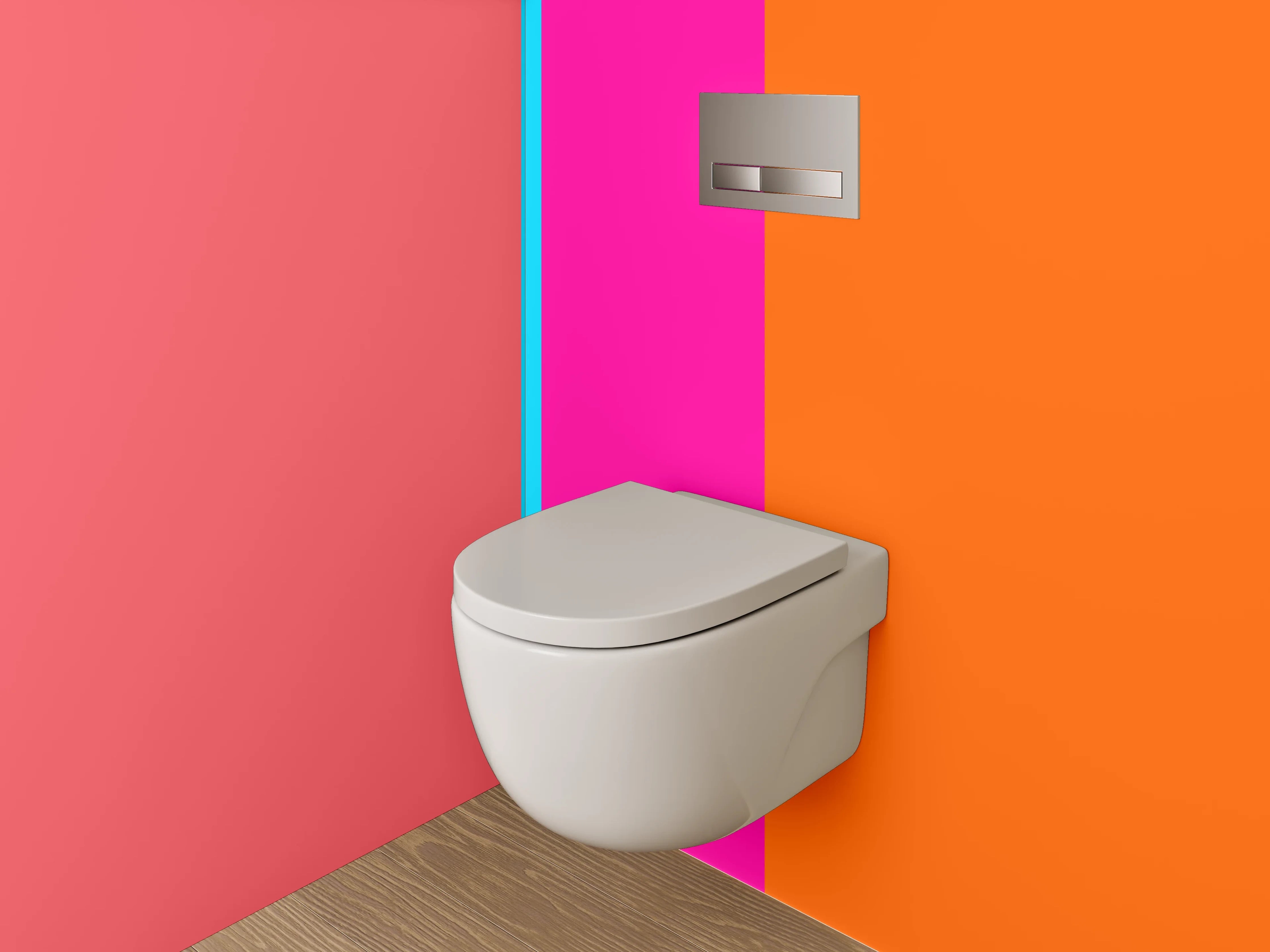 WC-Rückwand - Abstrakte Farbblöcke modern Rosa Orange