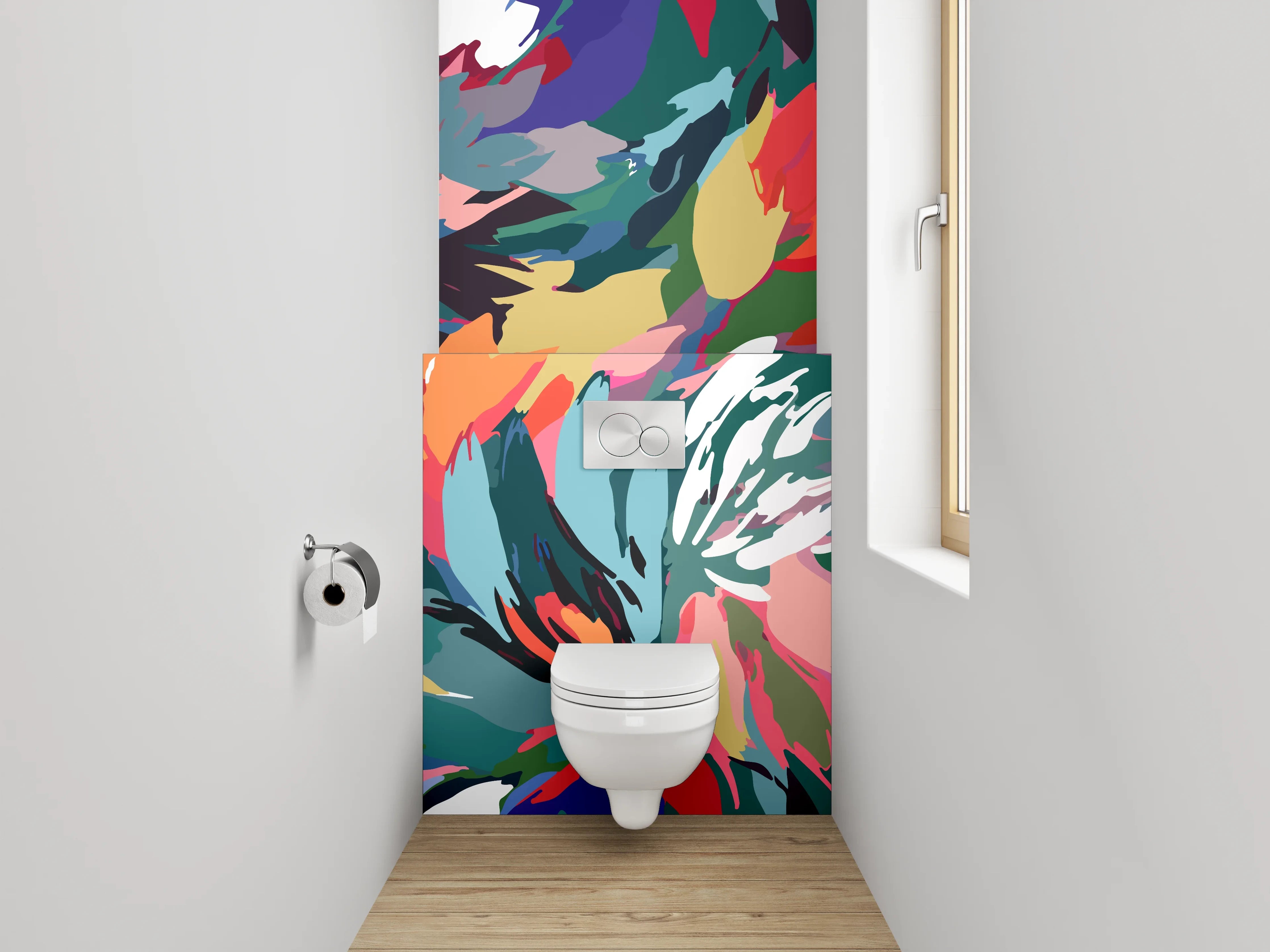 WC-Rückwand - Abstrakte Farben-Explosion Wandbild