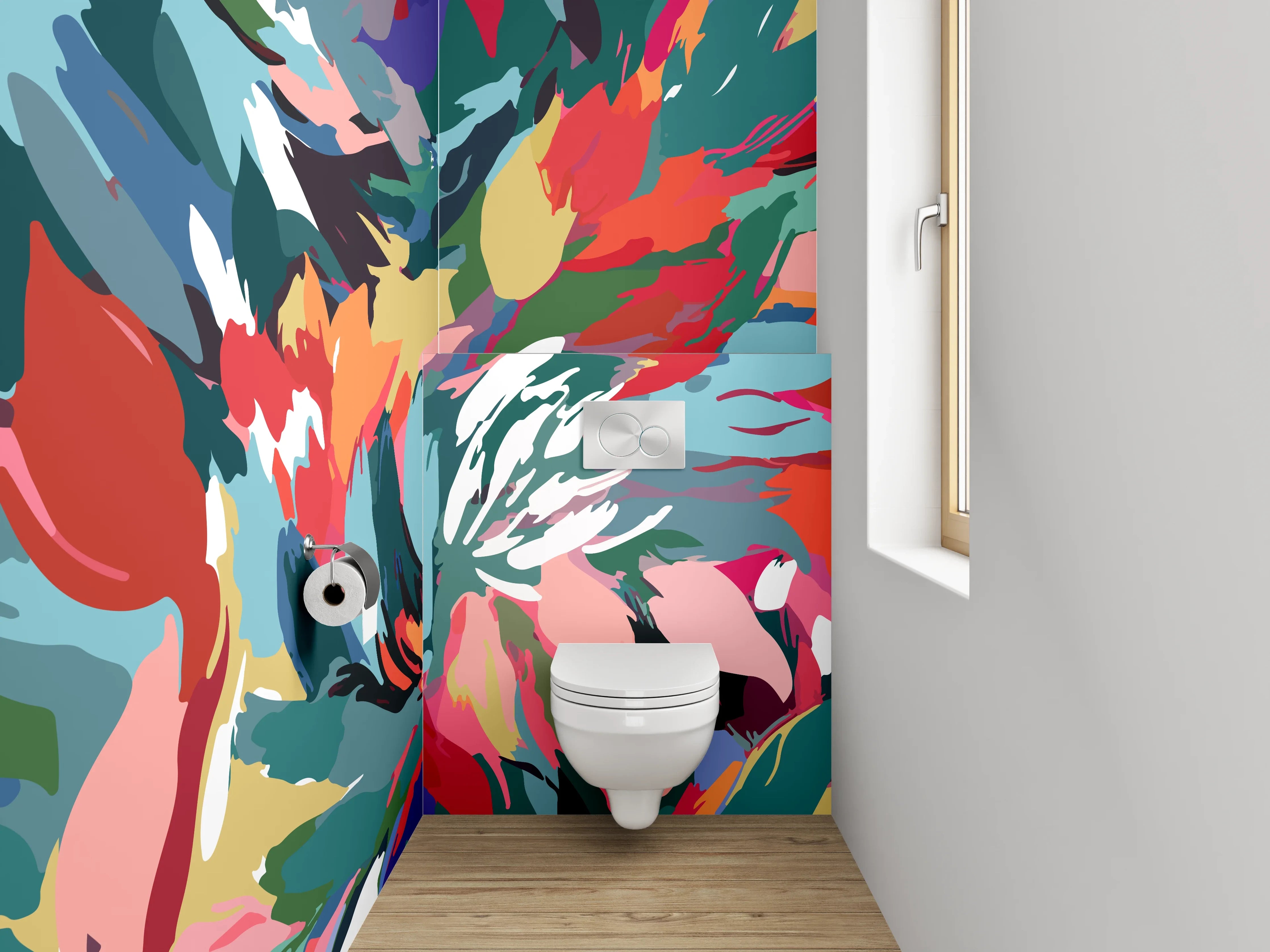 WC-Rückwand - Abstrakte Farben-Explosion Wandbild