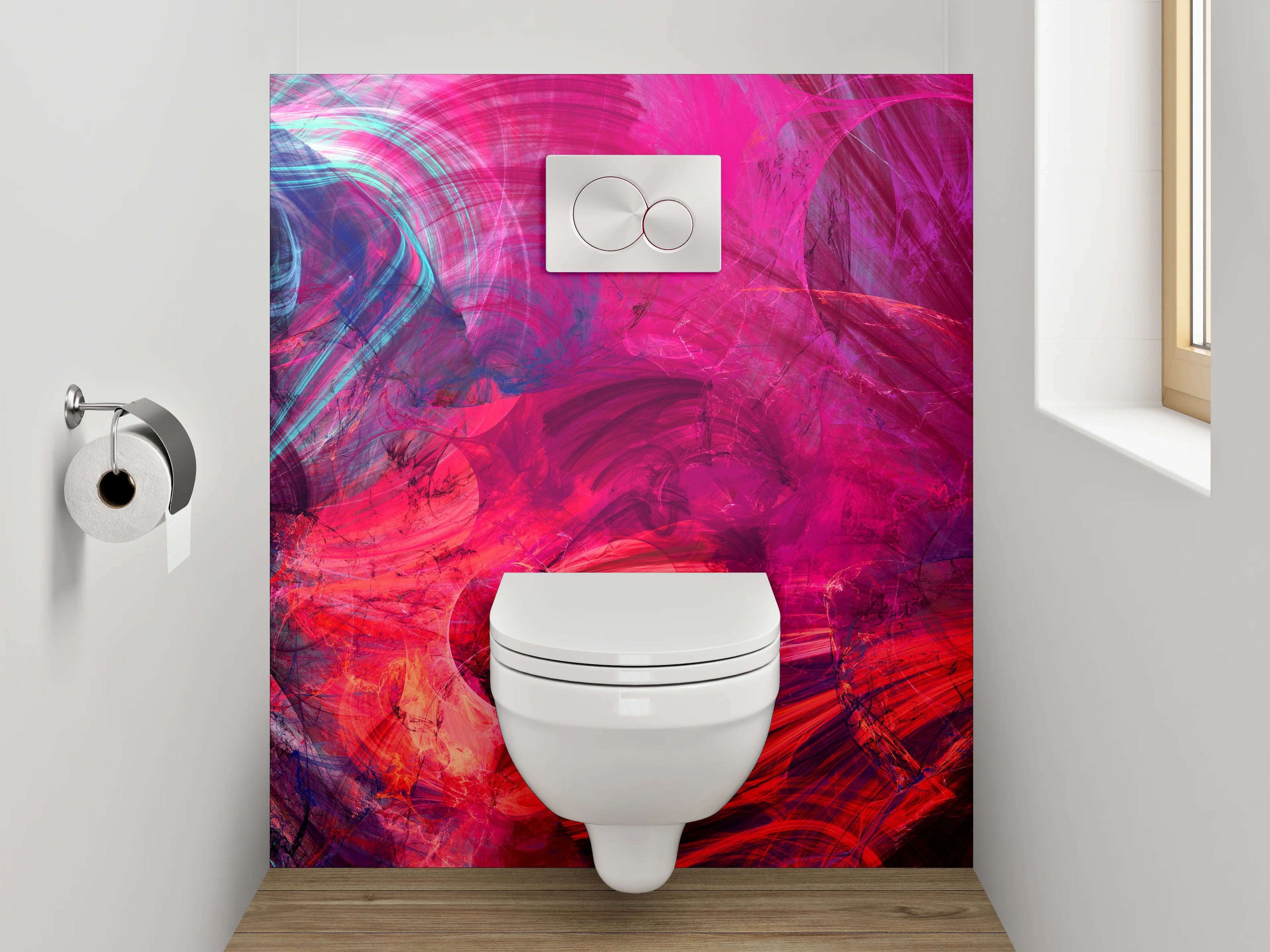 WC-Rückwand - Abstrakte Farbexplosion Wandbild Modern