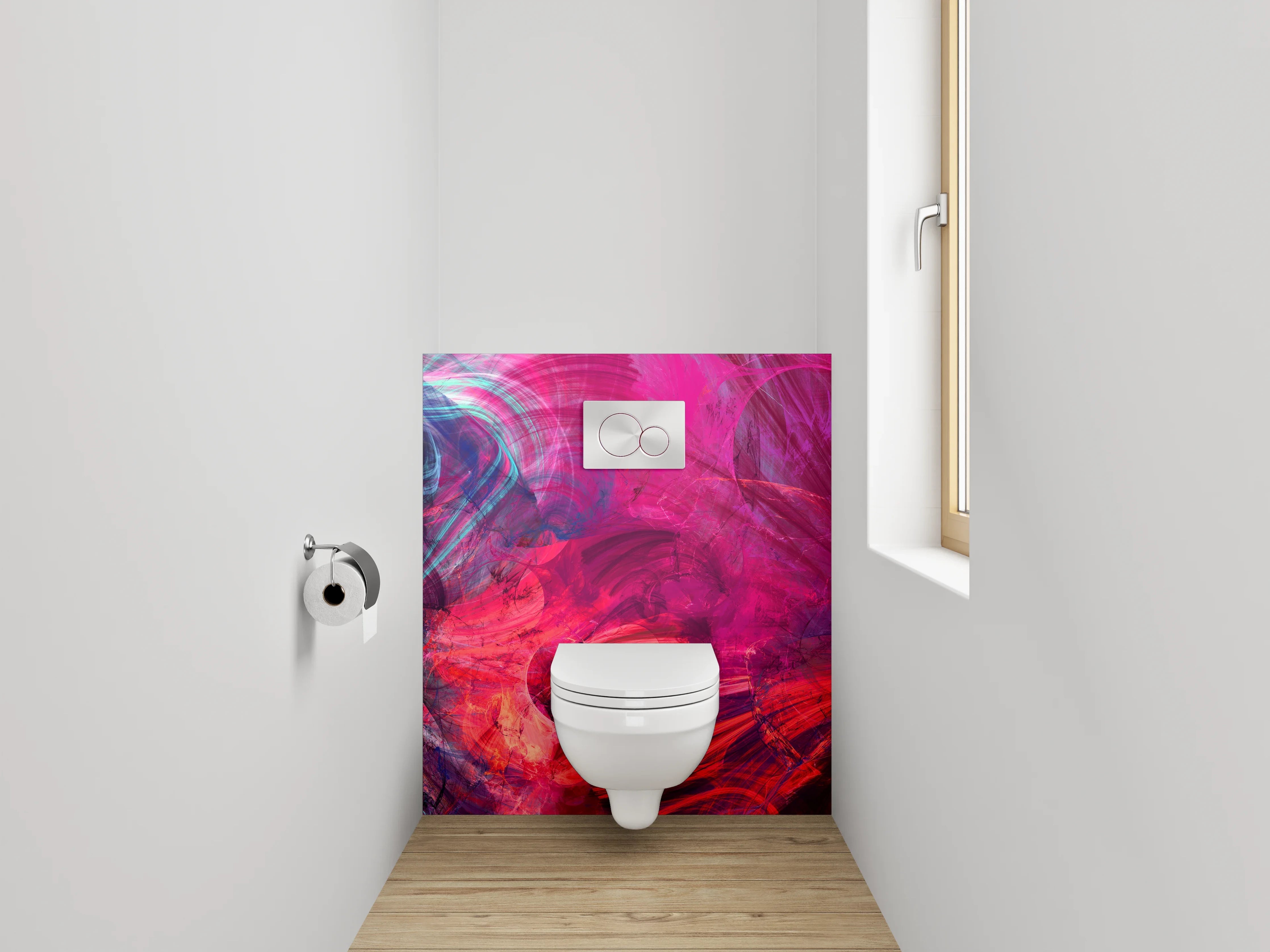 WC-Rückwand - Abstrakte Farbexplosion Wandbild Modern