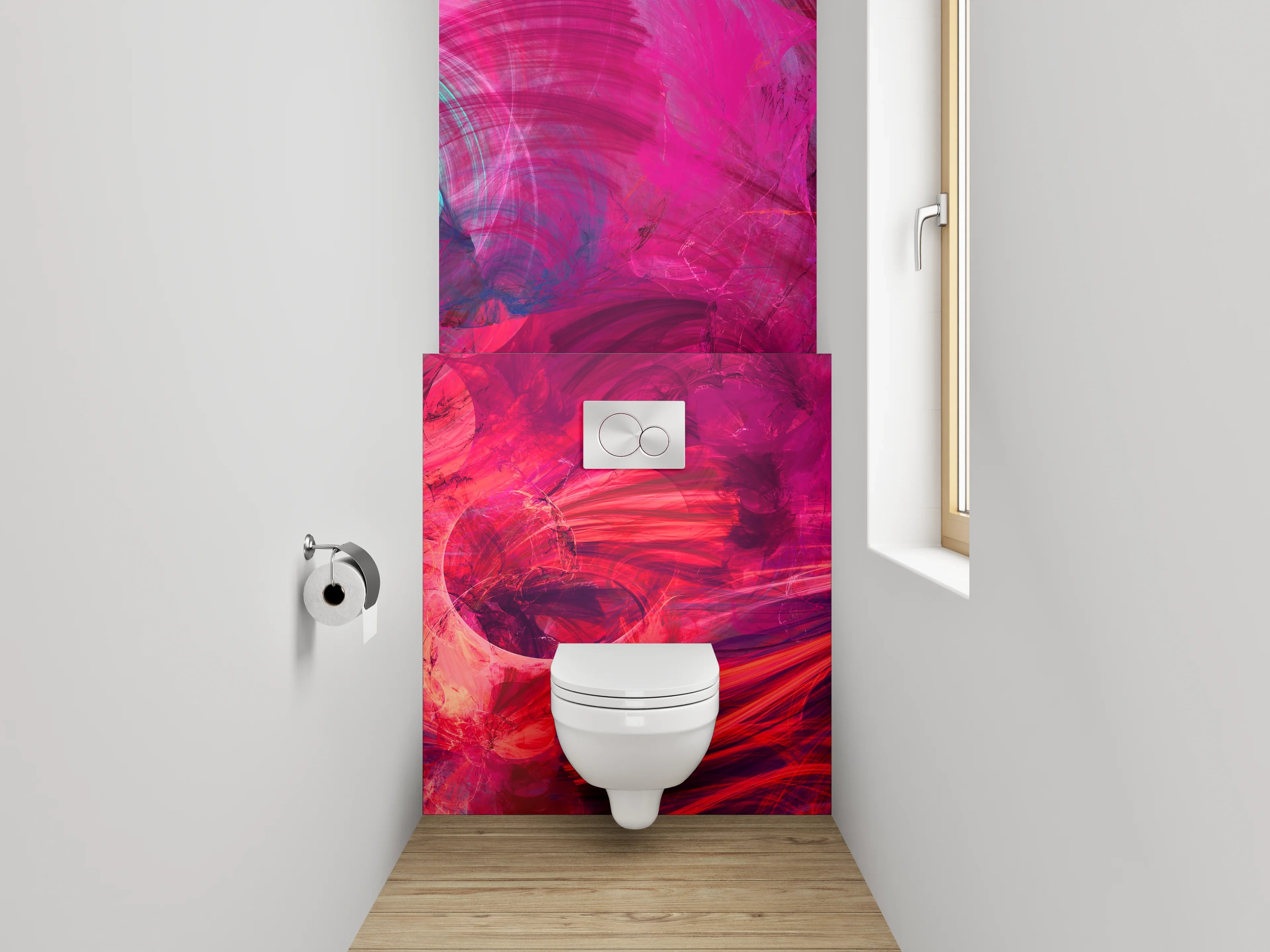 WC-Rückwand - Abstrakte Farbexplosion Wandbild Modern