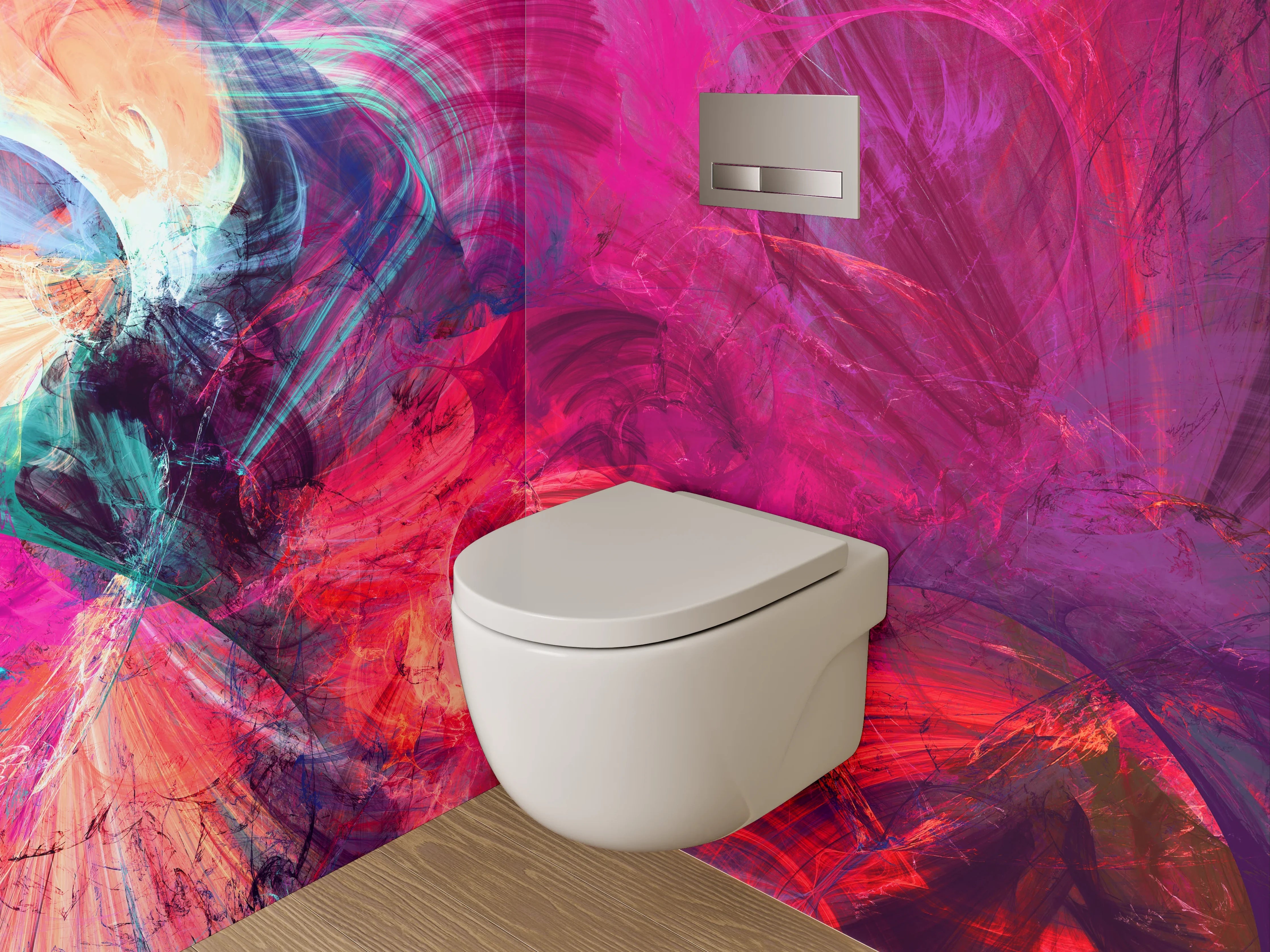 WC-Rückwand - Abstrakte Farbexplosion Wandbild Modern
