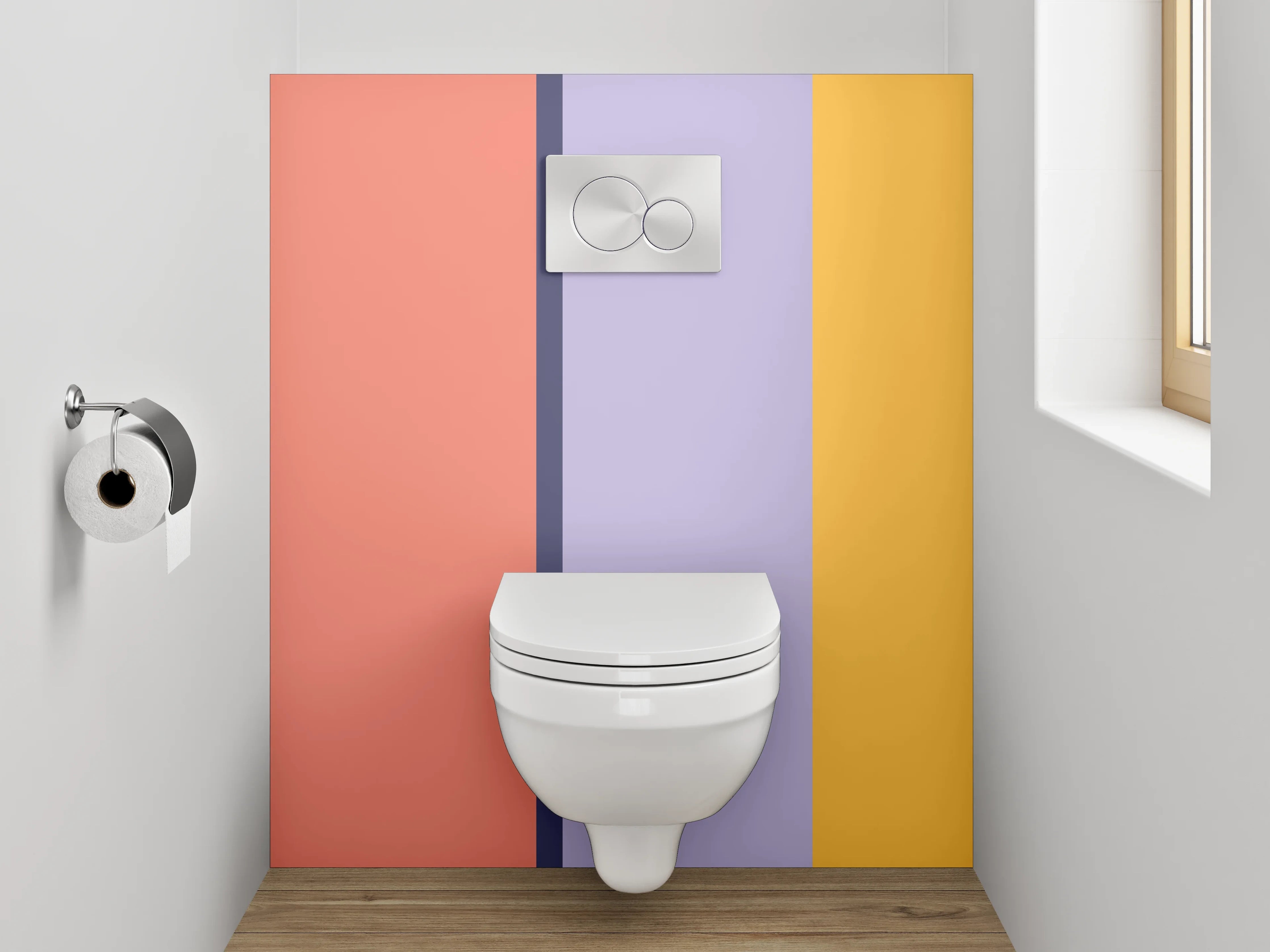 WC-Rückwand - Abstrakte Farbfläche in Pastell- und Erdtönen
