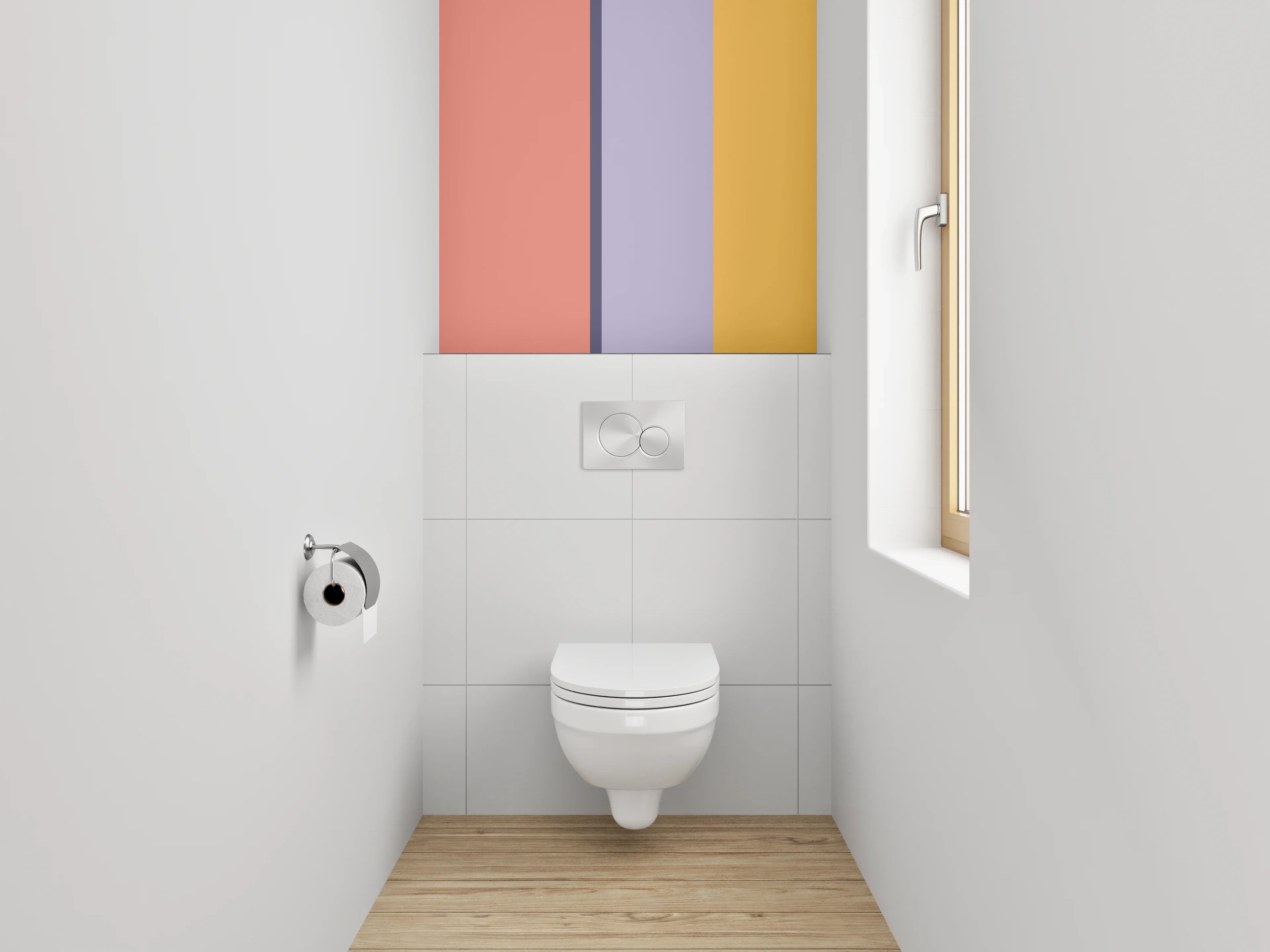 WC-Rückwand - Abstrakte Farbfläche in Pastell- und Erdtönen