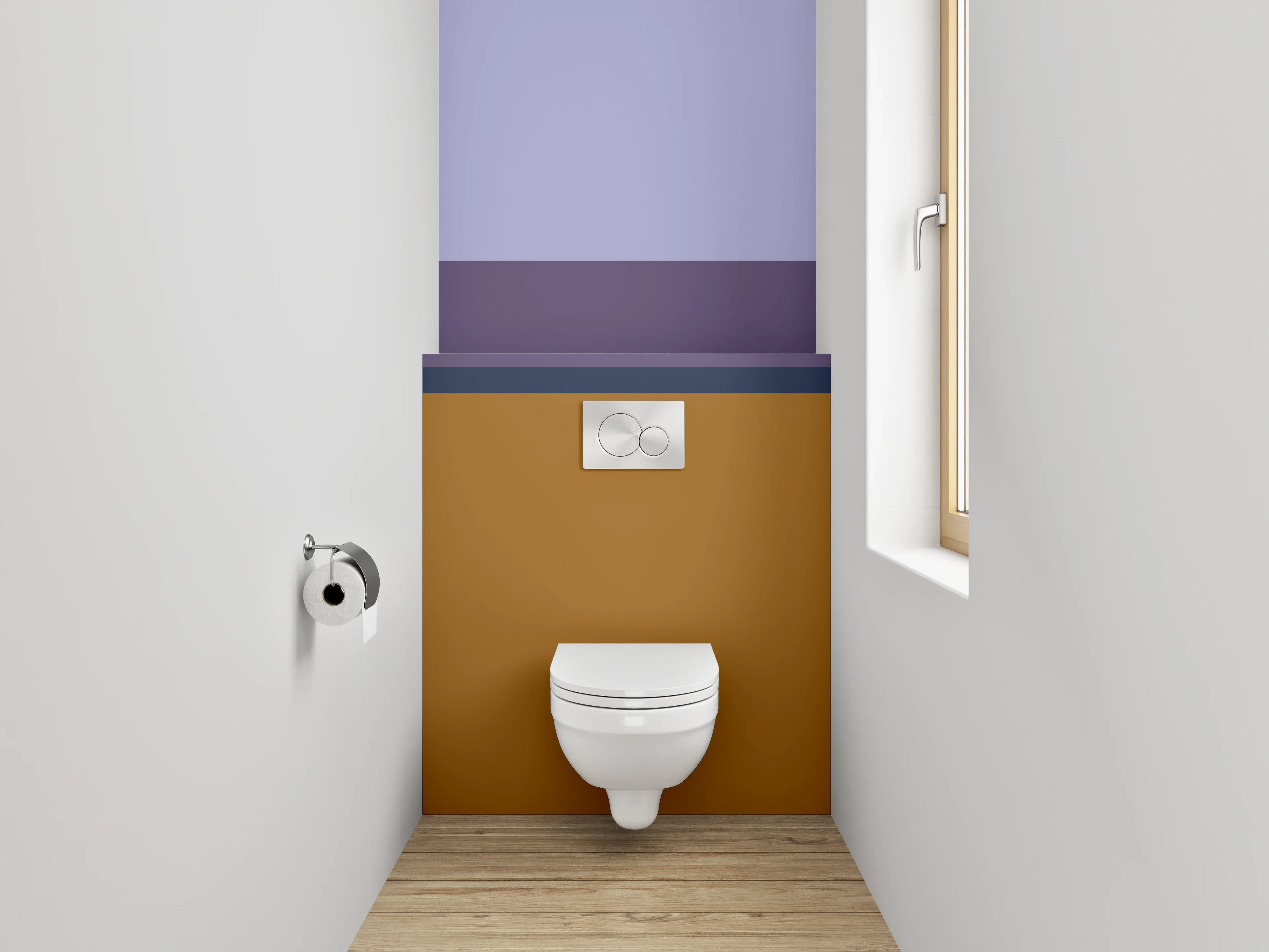 WC-Rückwand - Abstrakte Farbflächen Braun Lila Grau
