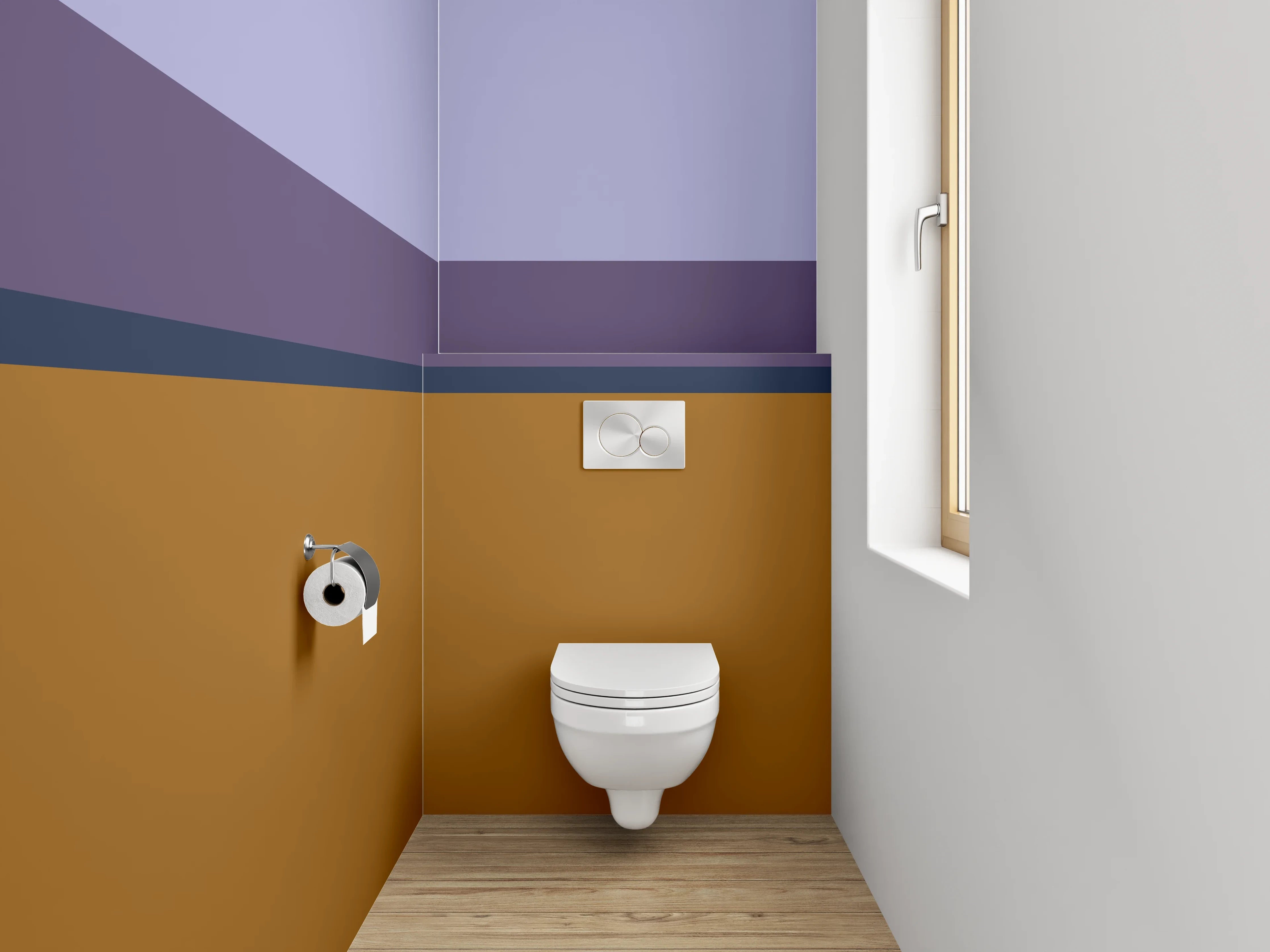 WC-Rückwand - Abstrakte Farbflächen Braun Lila Grau