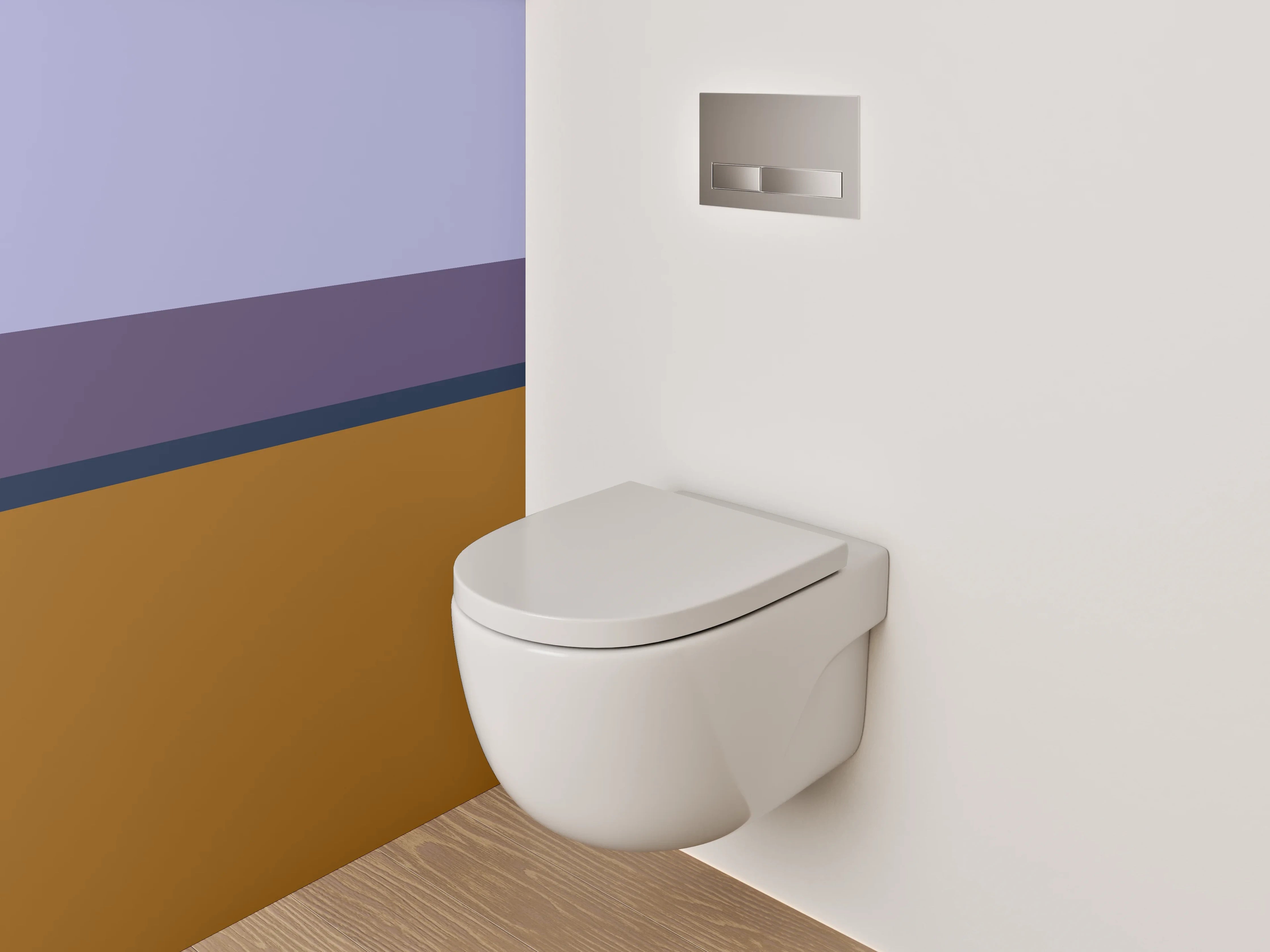 WC-Rückwand - Abstrakte Farbflächen Braun Lila Grau