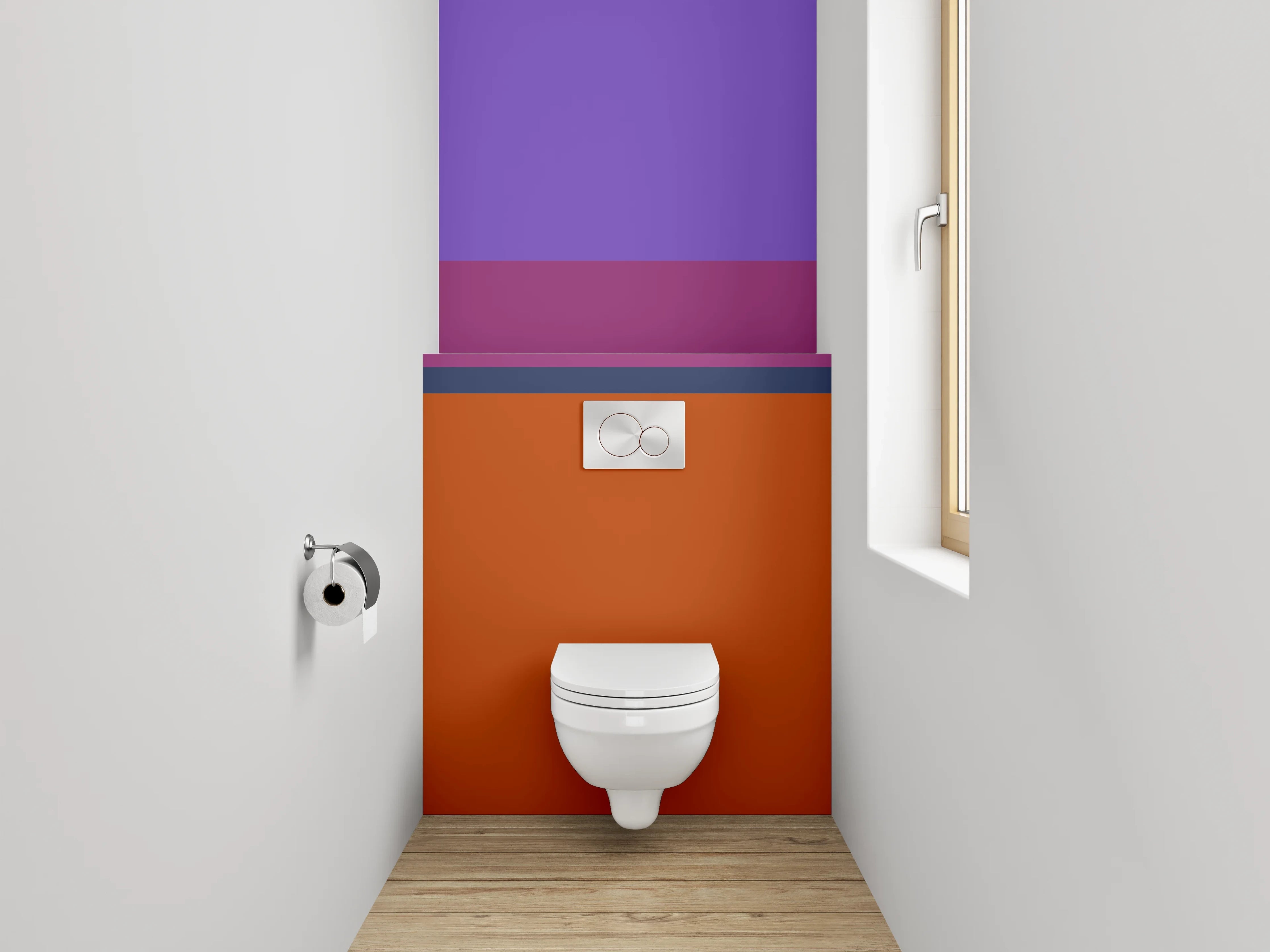 WC-Rückwand - Abstrakte Farbflächen Lila Braun Orange