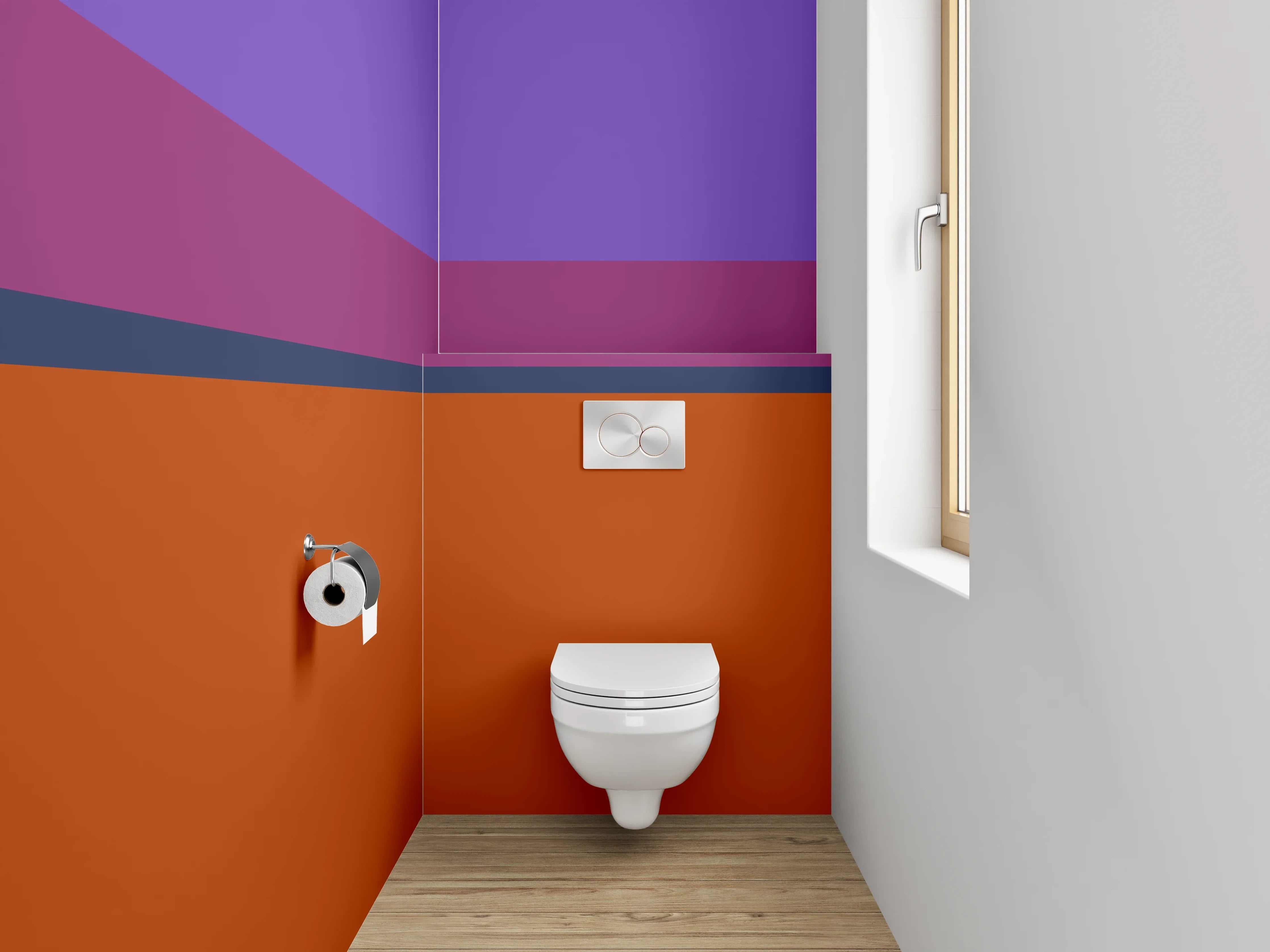 WC-Rückwand - Abstrakte Farbflächen Lila Braun Orange