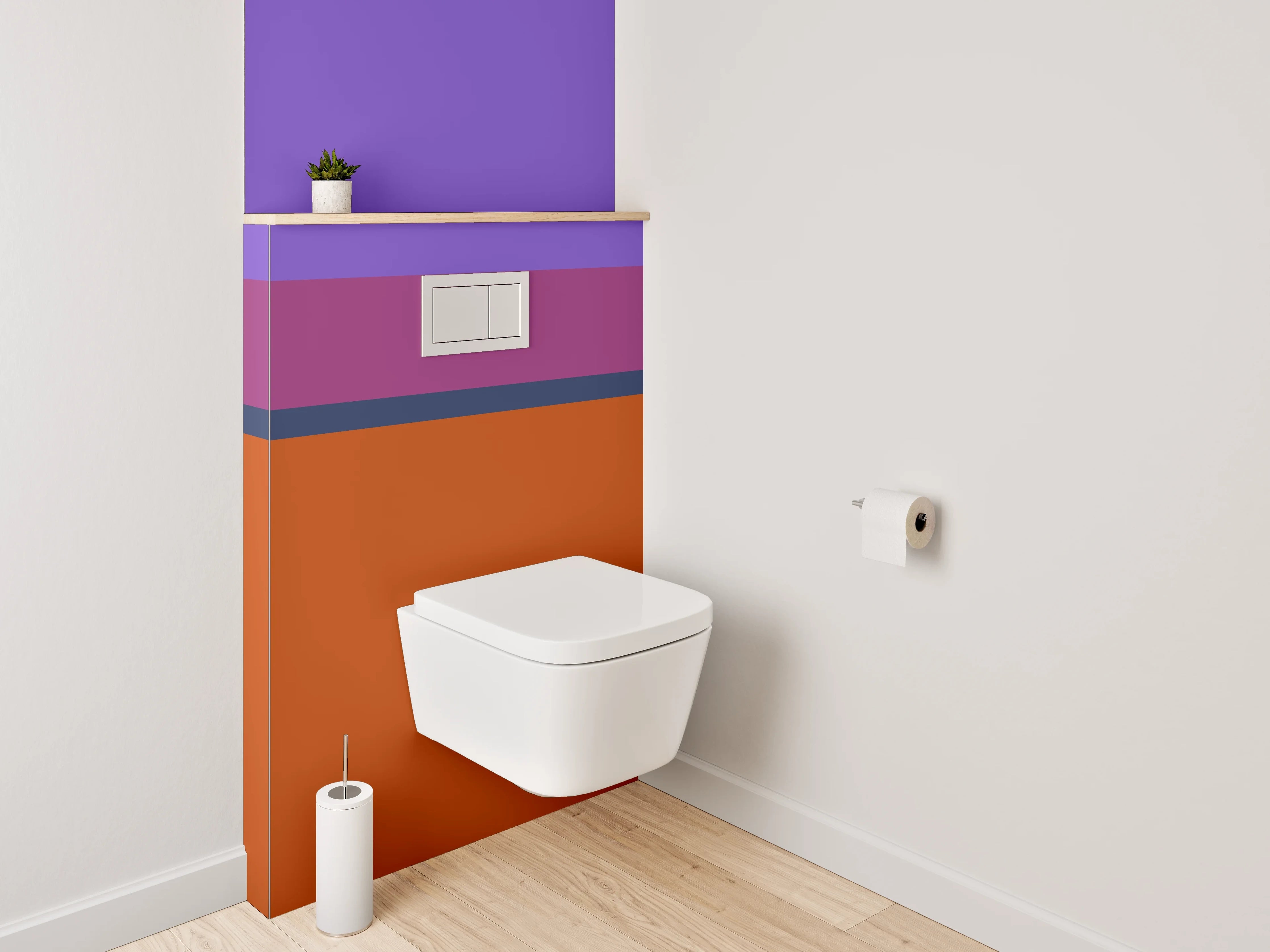 WC-Rückwand - Abstrakte Farbflächen Lila Braun Orange