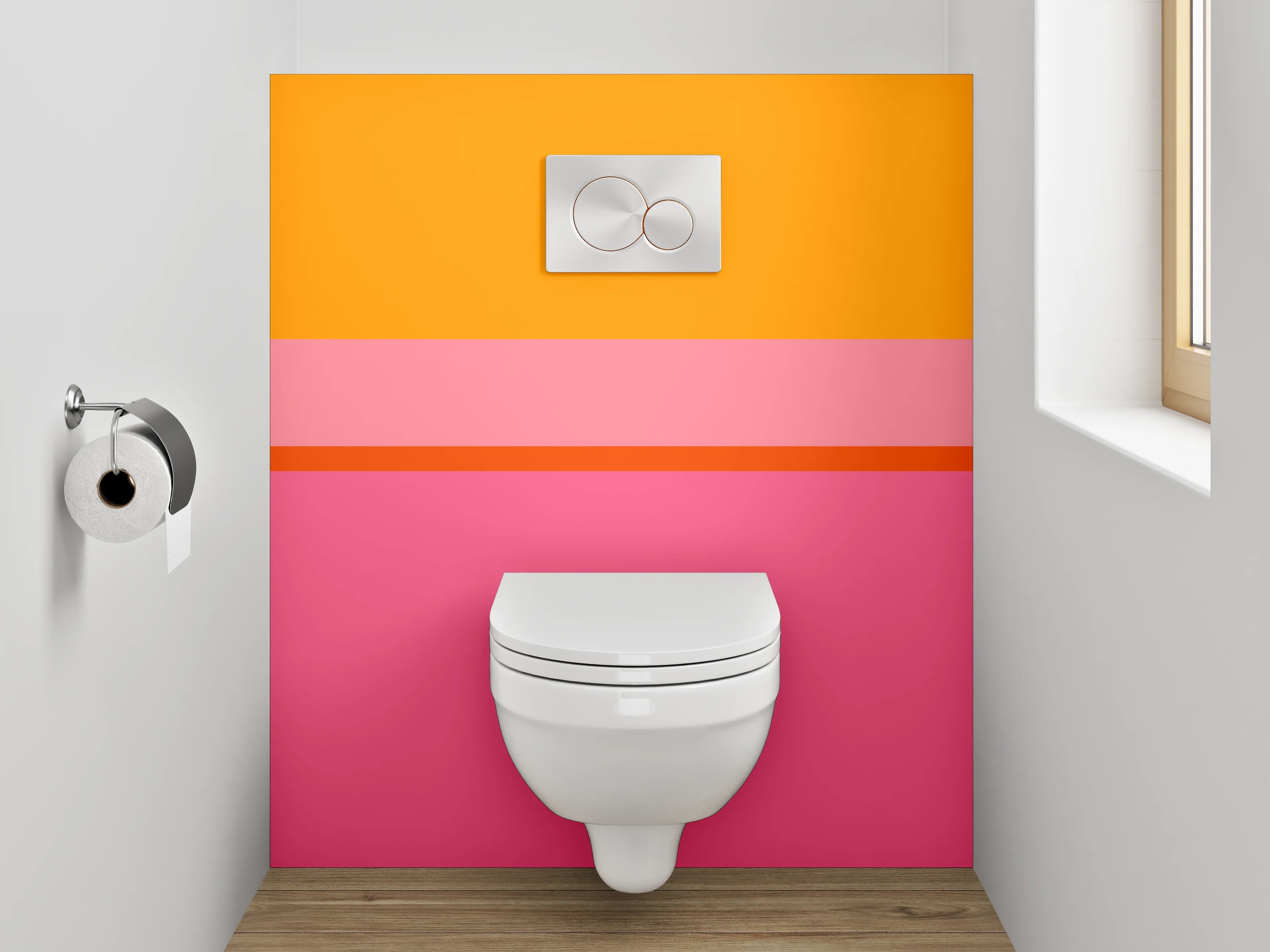 WC-Rückwand - Abstrakte Farbflächen Orange Pink Rosa