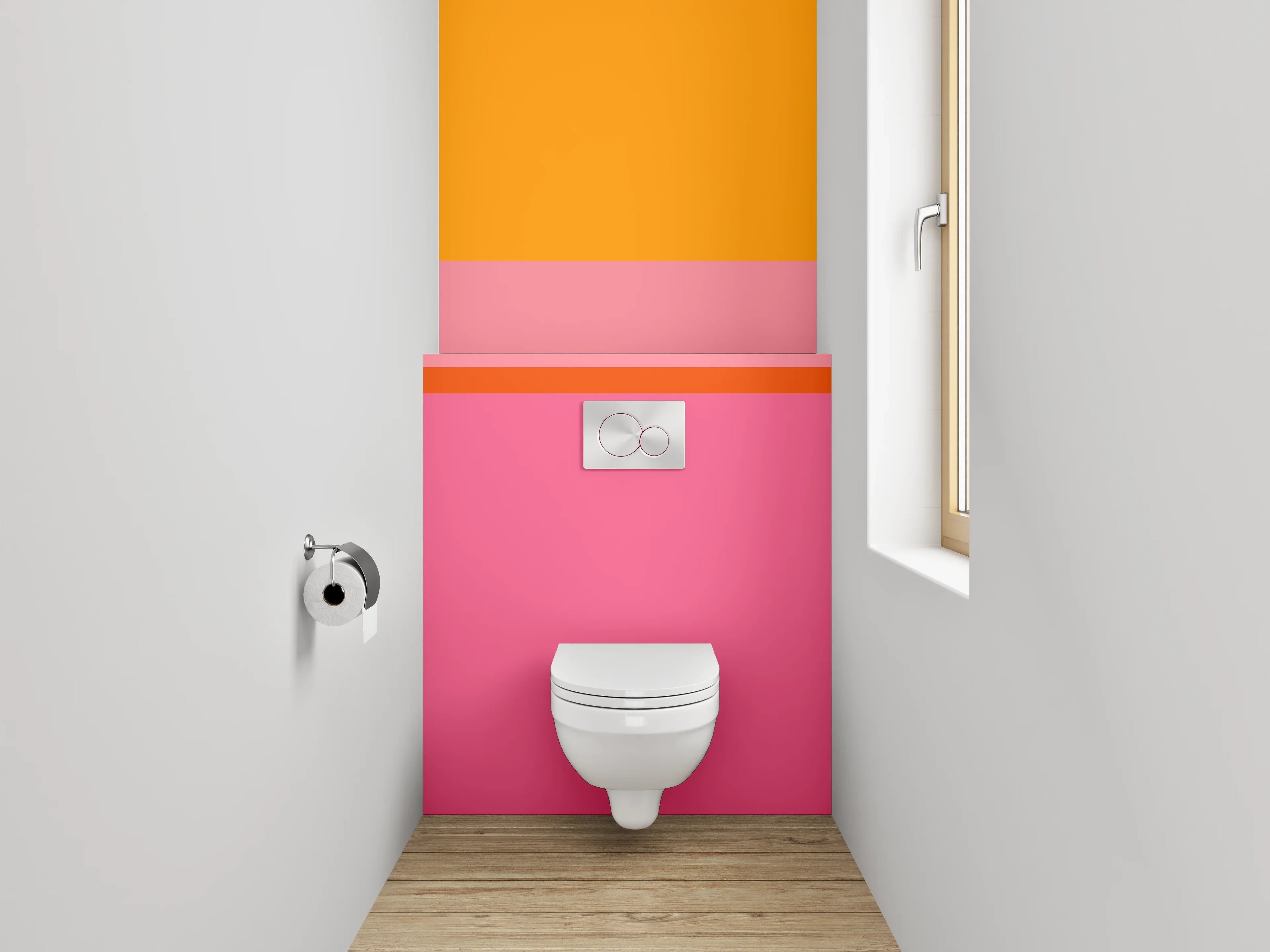 WC-Rückwand - Abstrakte Farbflächen Orange Pink Rosa