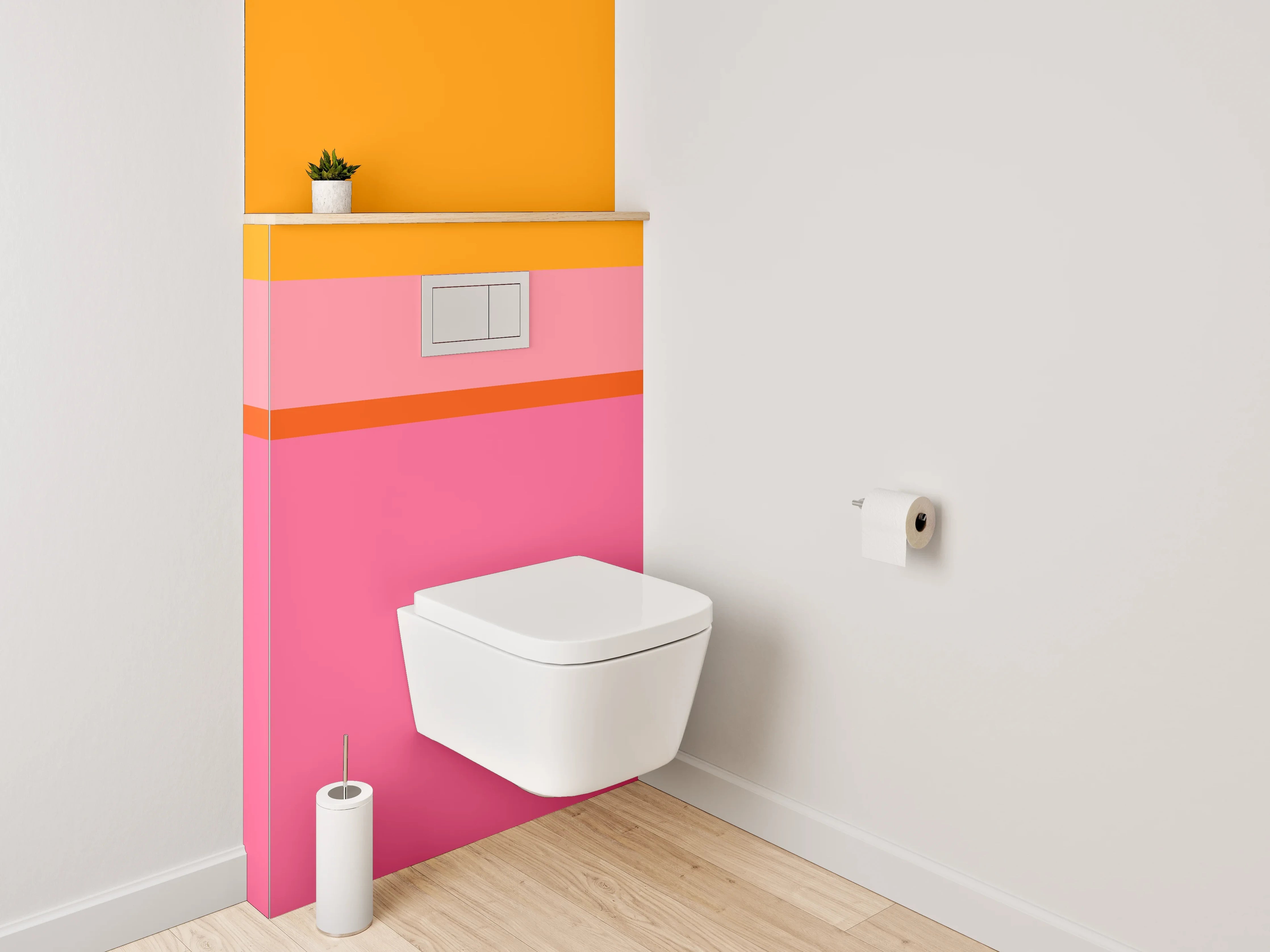 WC-Rückwand - Abstrakte Farbflächen Orange Pink Rosa