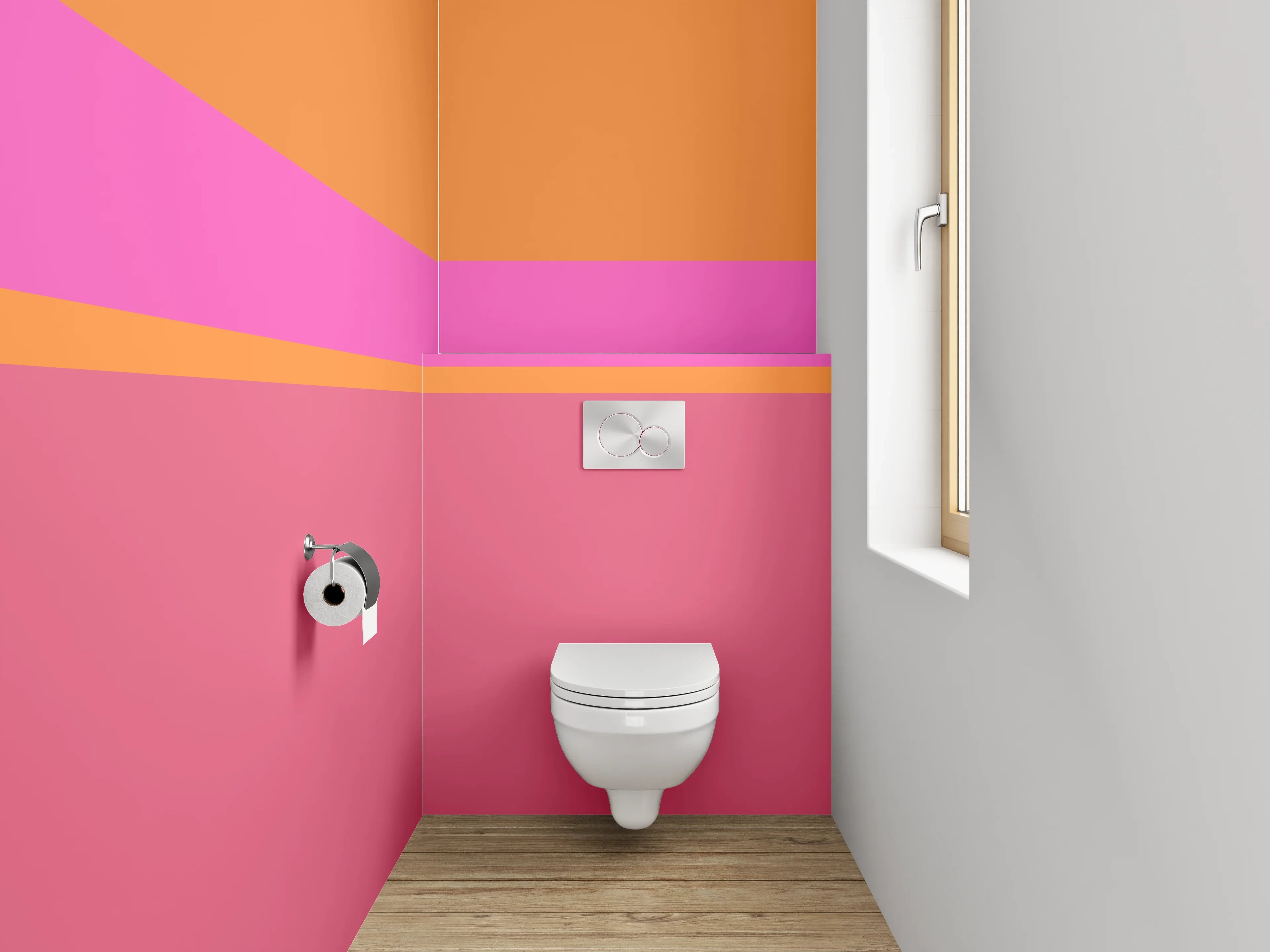 WC-Rückwand - Abstrakte Farbflächen Rosa Orange Pink