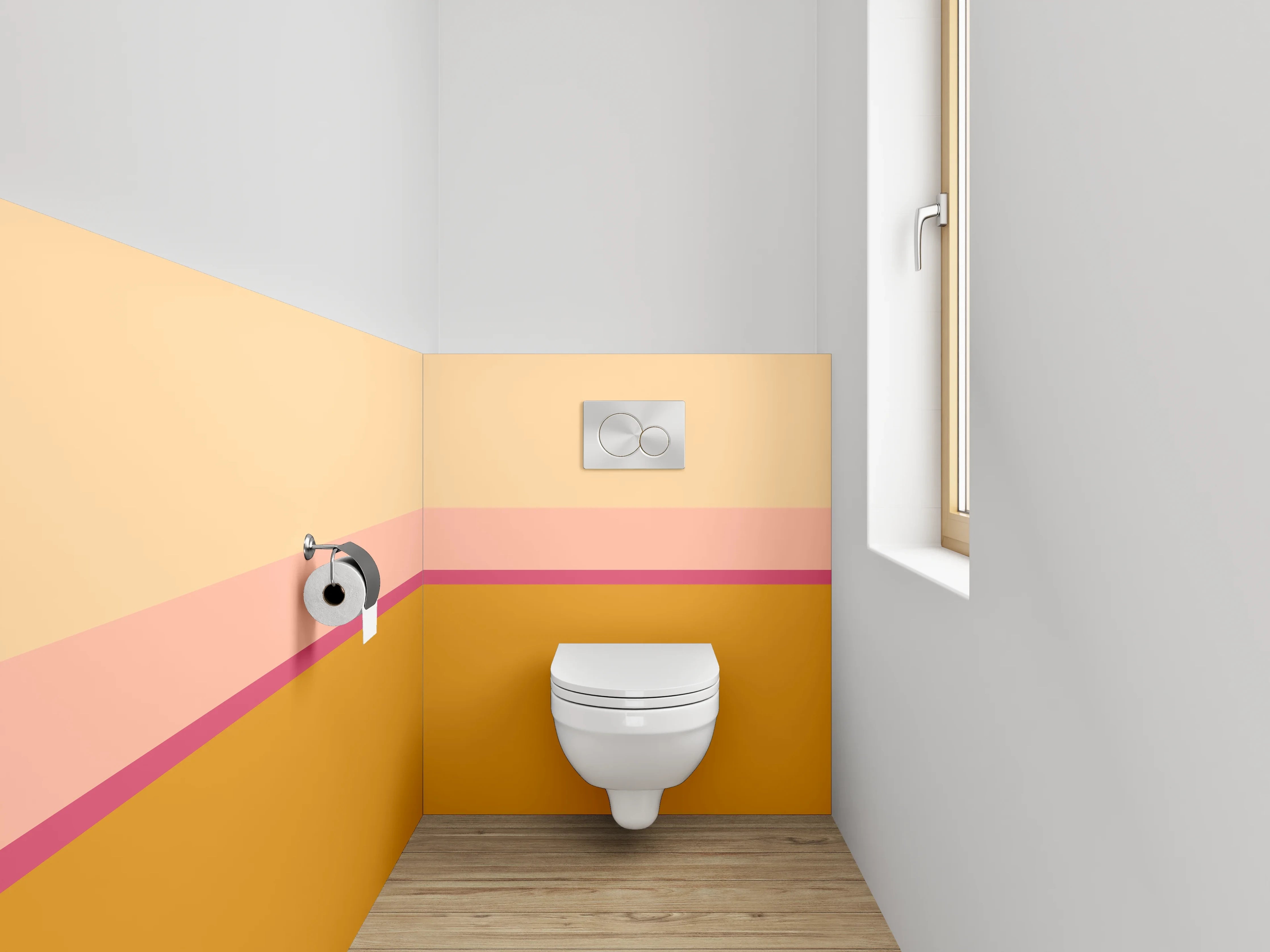 WC-Rückwand - Abstrakte Farbflächen in Gelb und Beige