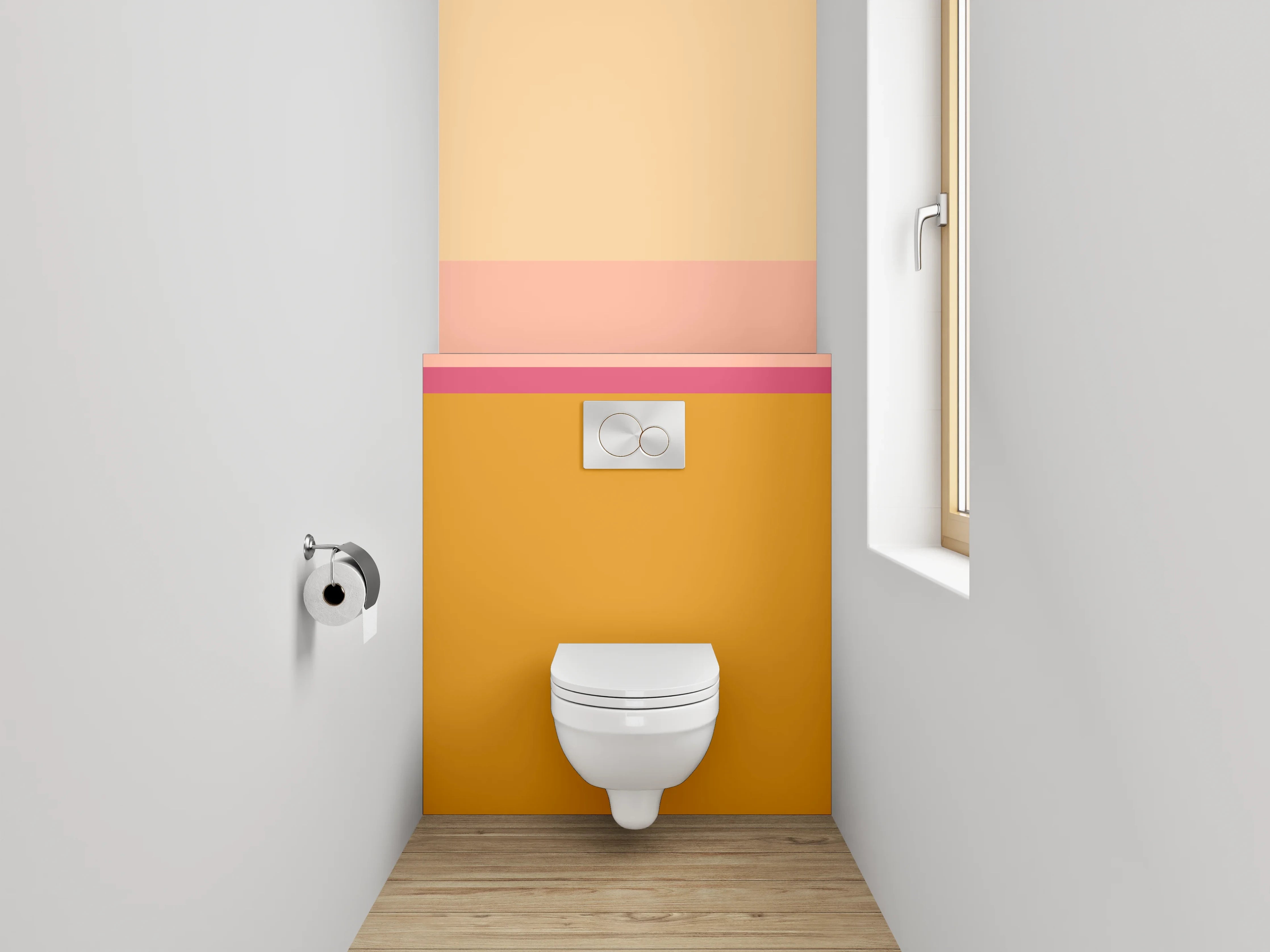 WC-Rückwand - Abstrakte Farbflächen in Gelb und Beige