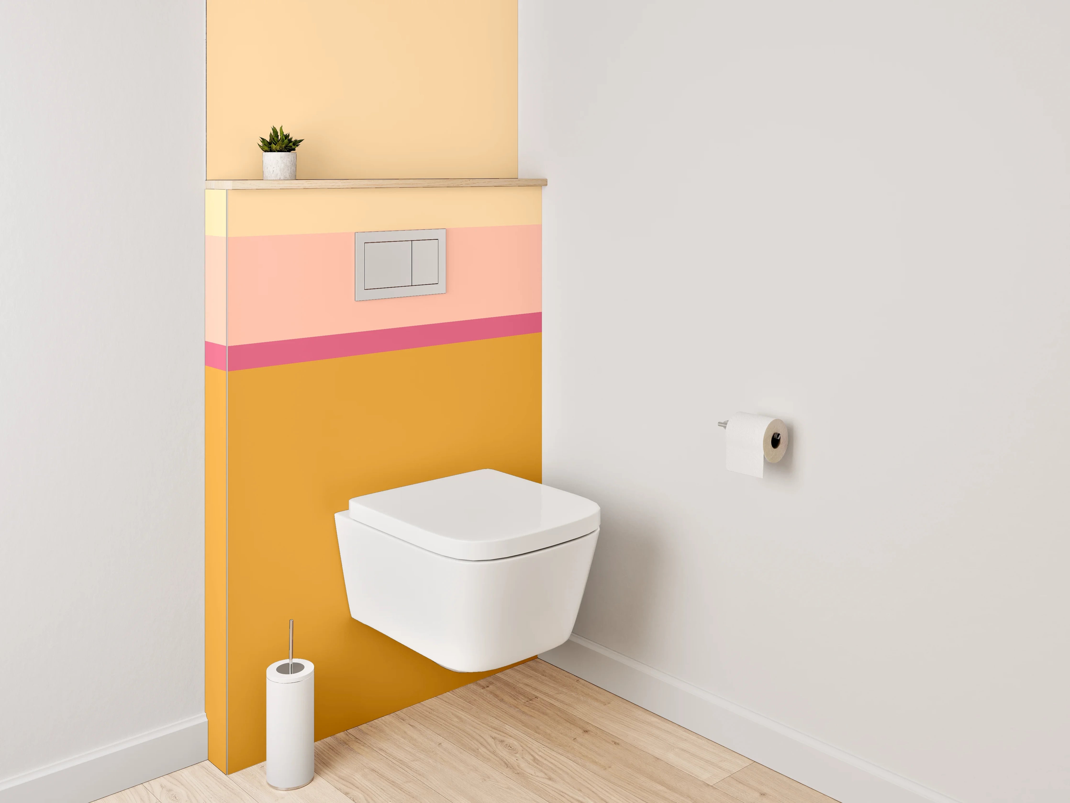 WC-Rückwand - Abstrakte Farbflächen in Gelb und Beige