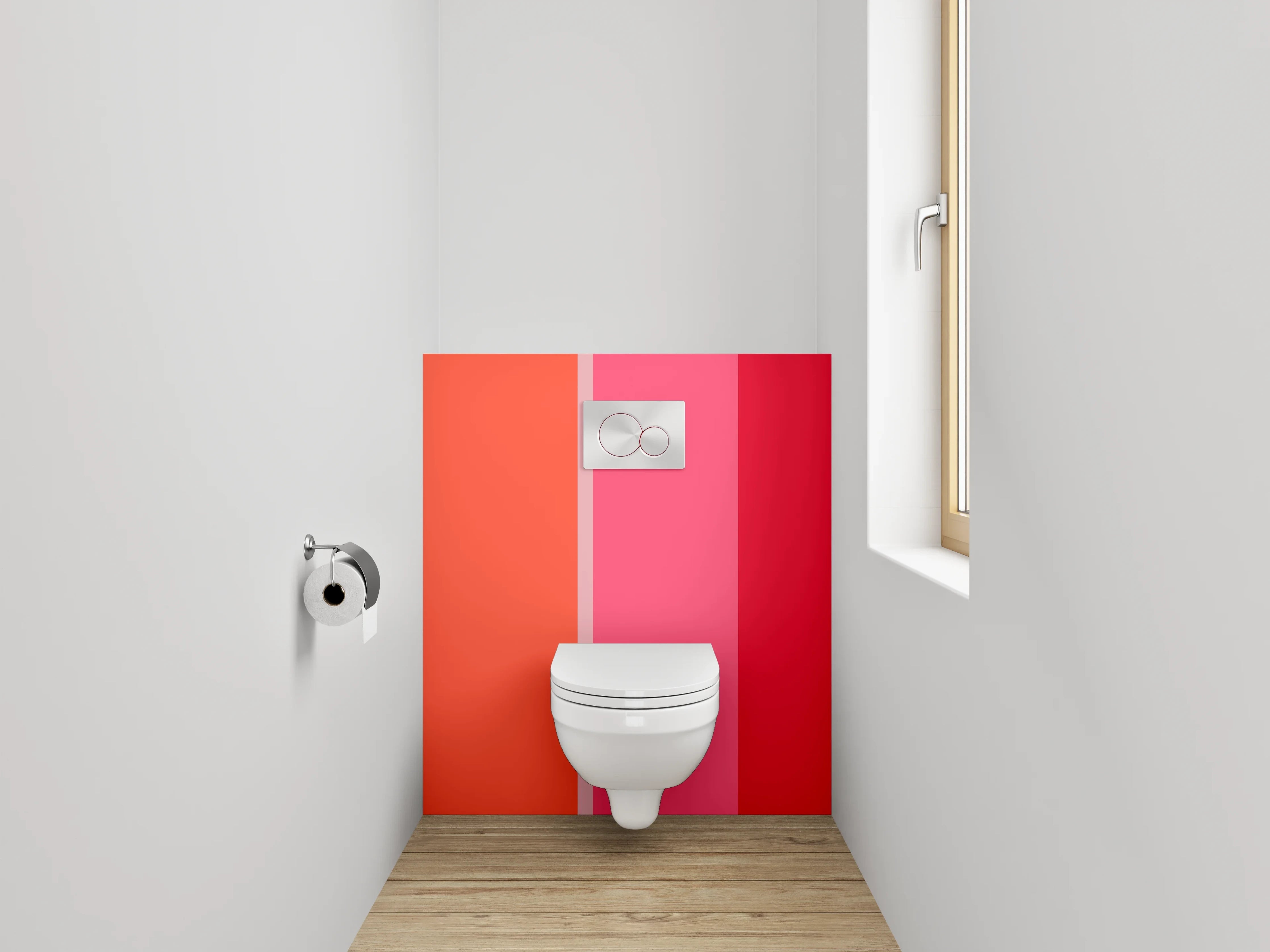 WC-Rückwand - Abstrakte Farbflächen in Orange und Rot