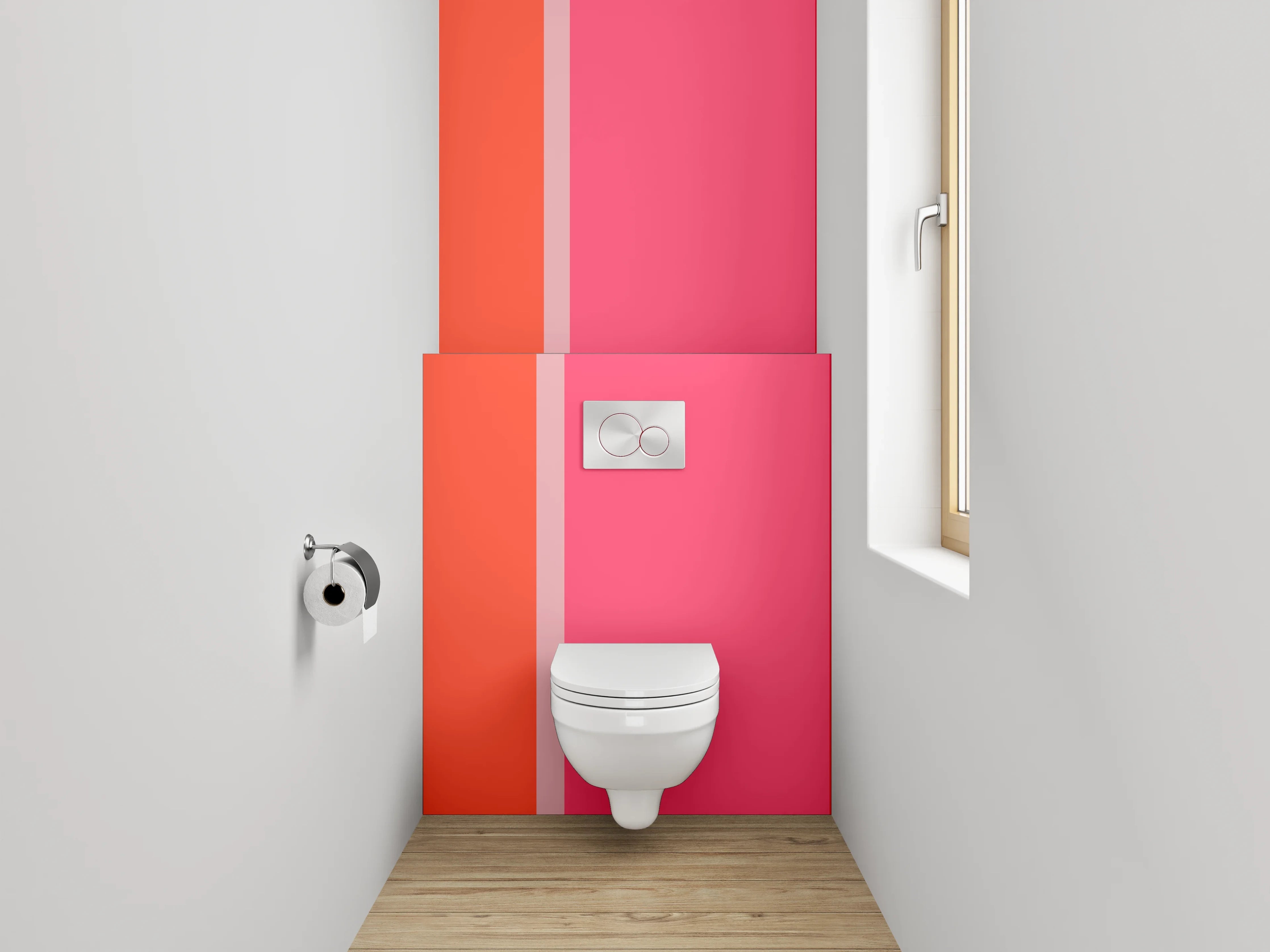 WC-Rückwand - Abstrakte Farbflächen in Orange und Rot