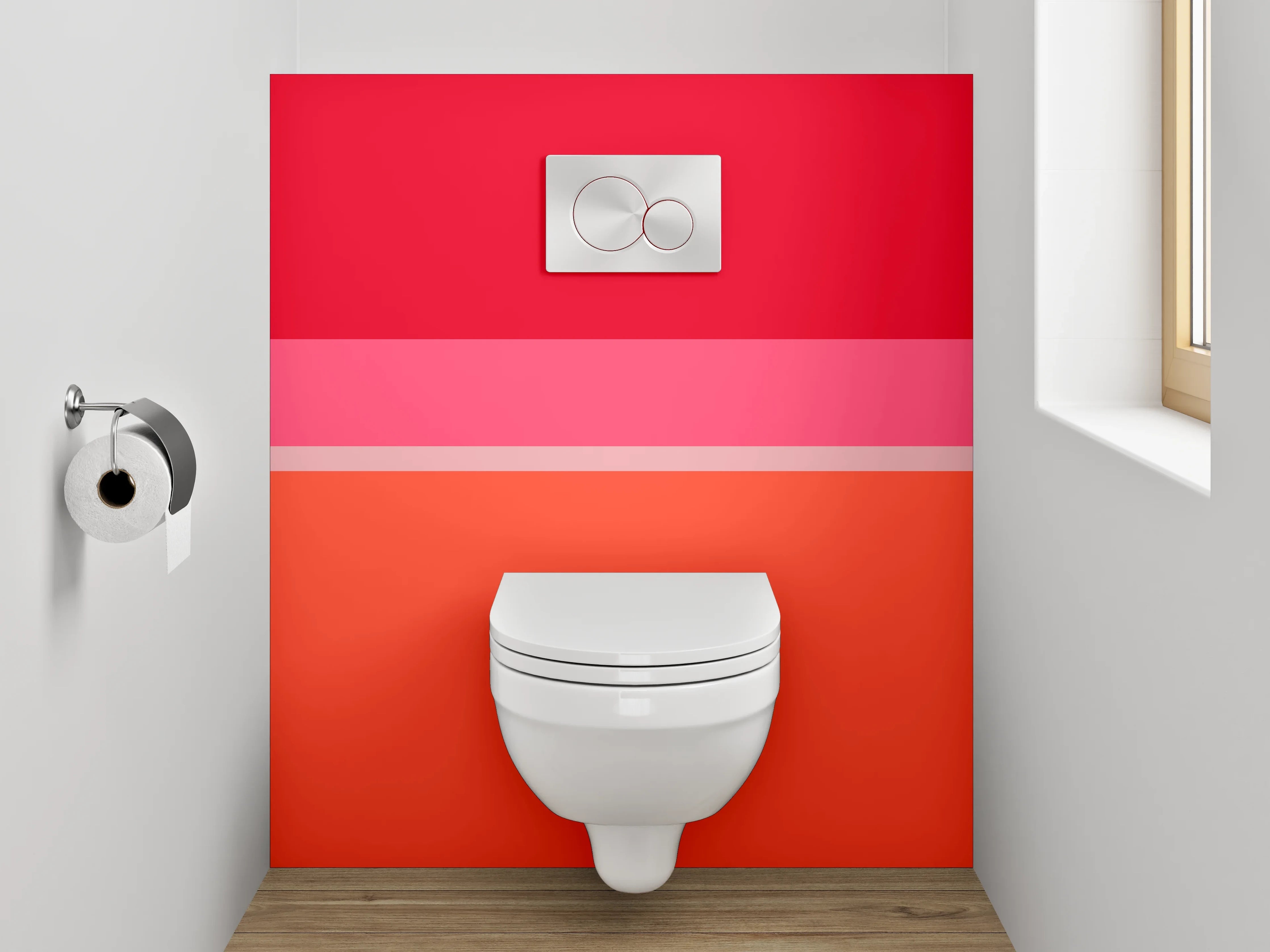 WC-Rückwand - Abstrakte Farbflächen in Rot und Orange