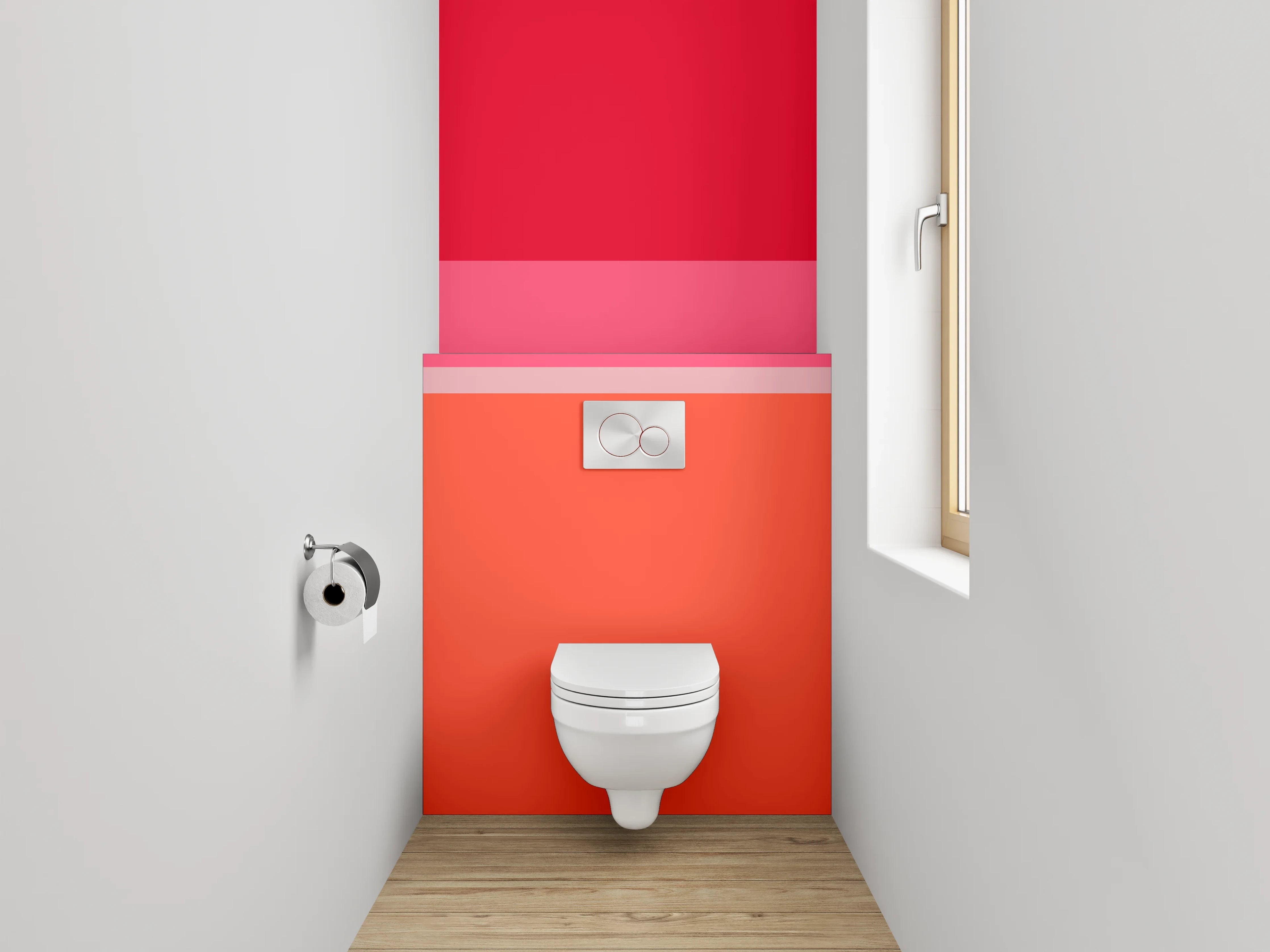WC-Rückwand - Abstrakte Farbflächen in Rot und Orange