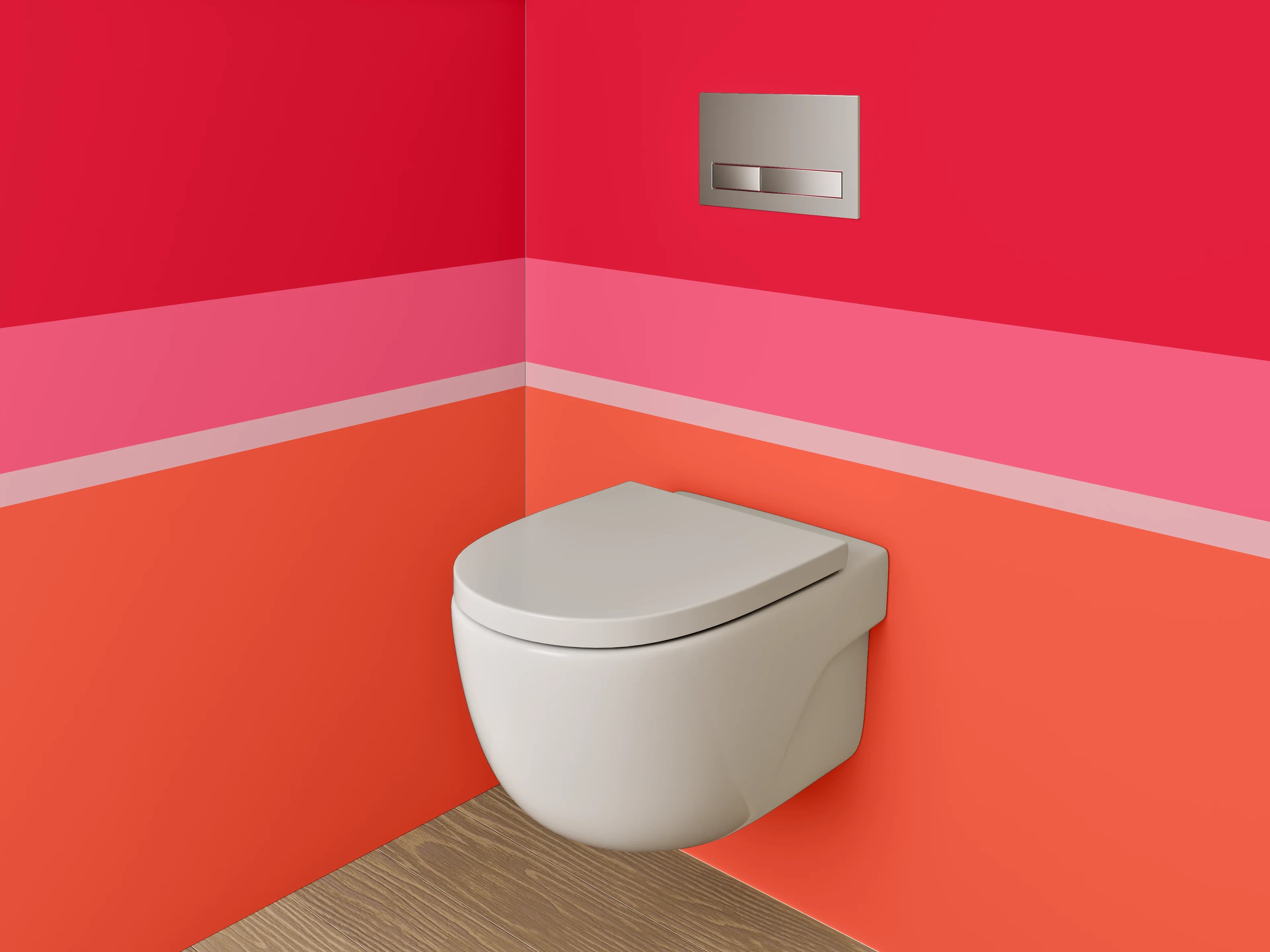 WC-Rückwand - Abstrakte Farbflächen in Rot und Orange
