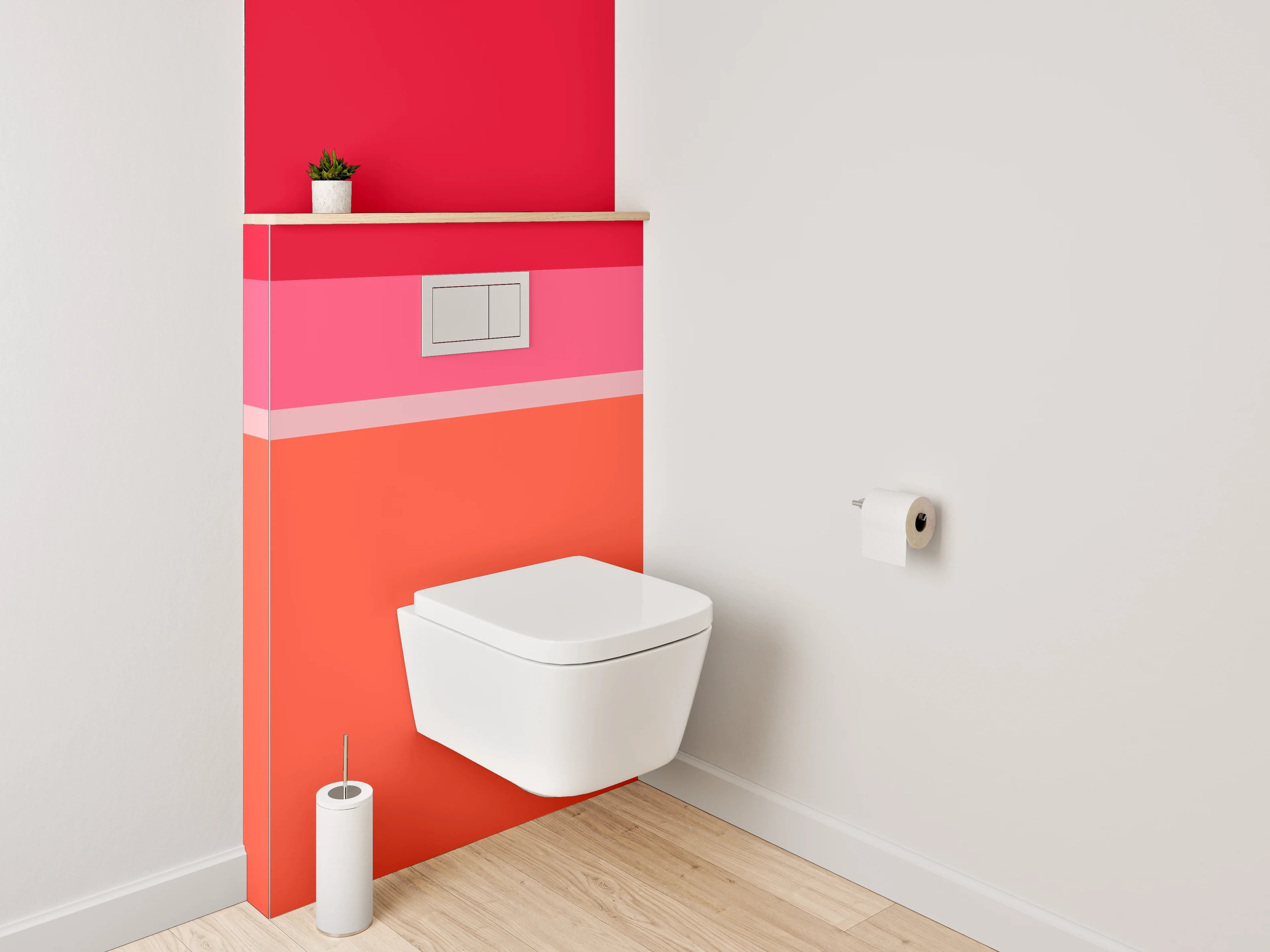 WC-Rückwand - Abstrakte Farbflächen in Rot und Orange