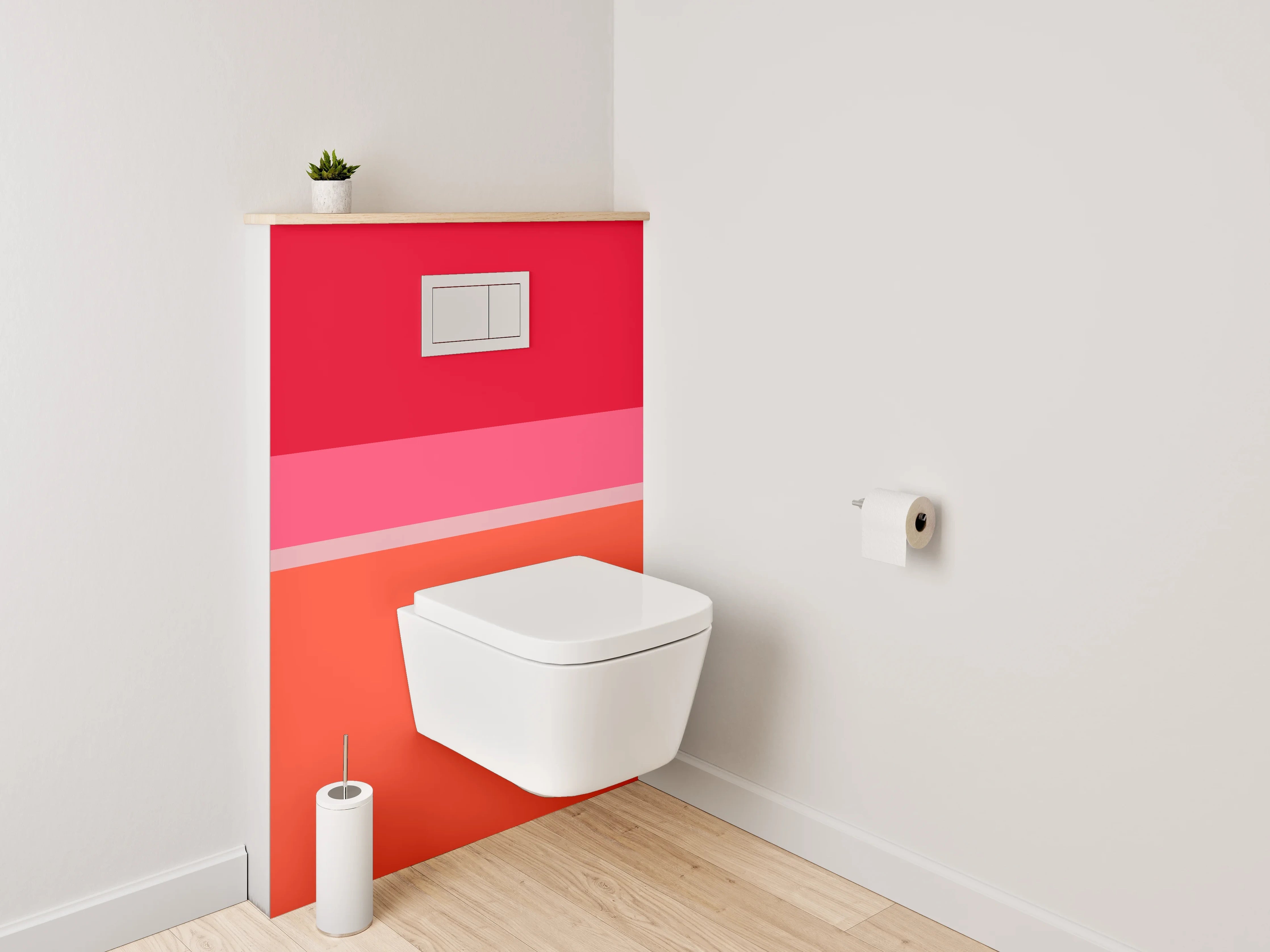 WC-Rückwand - Abstrakte Farbflächen in Rot und Orange
