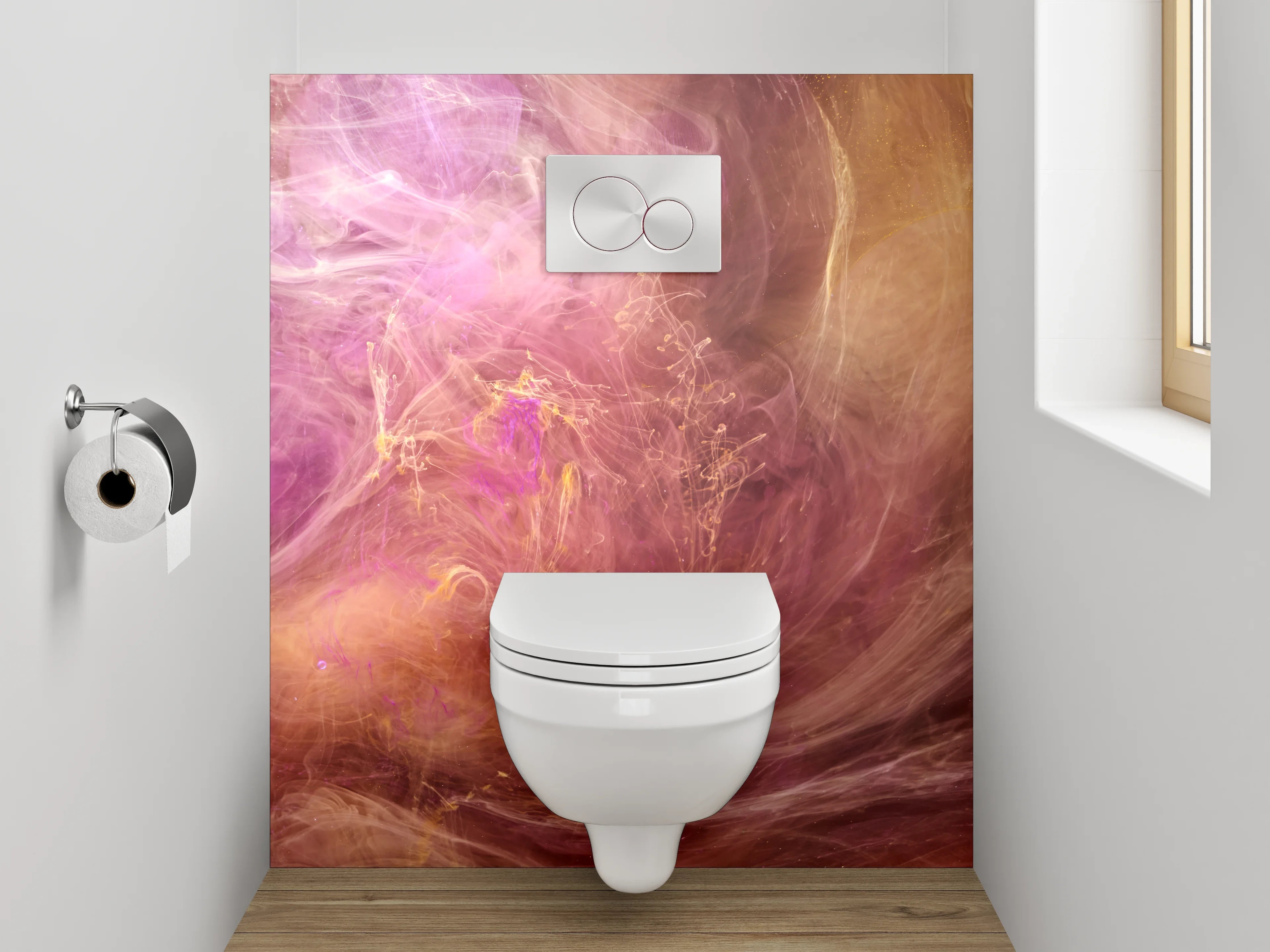 WC-Rückwand - Abstrakte Farbnebel Kunst Lila Rosa