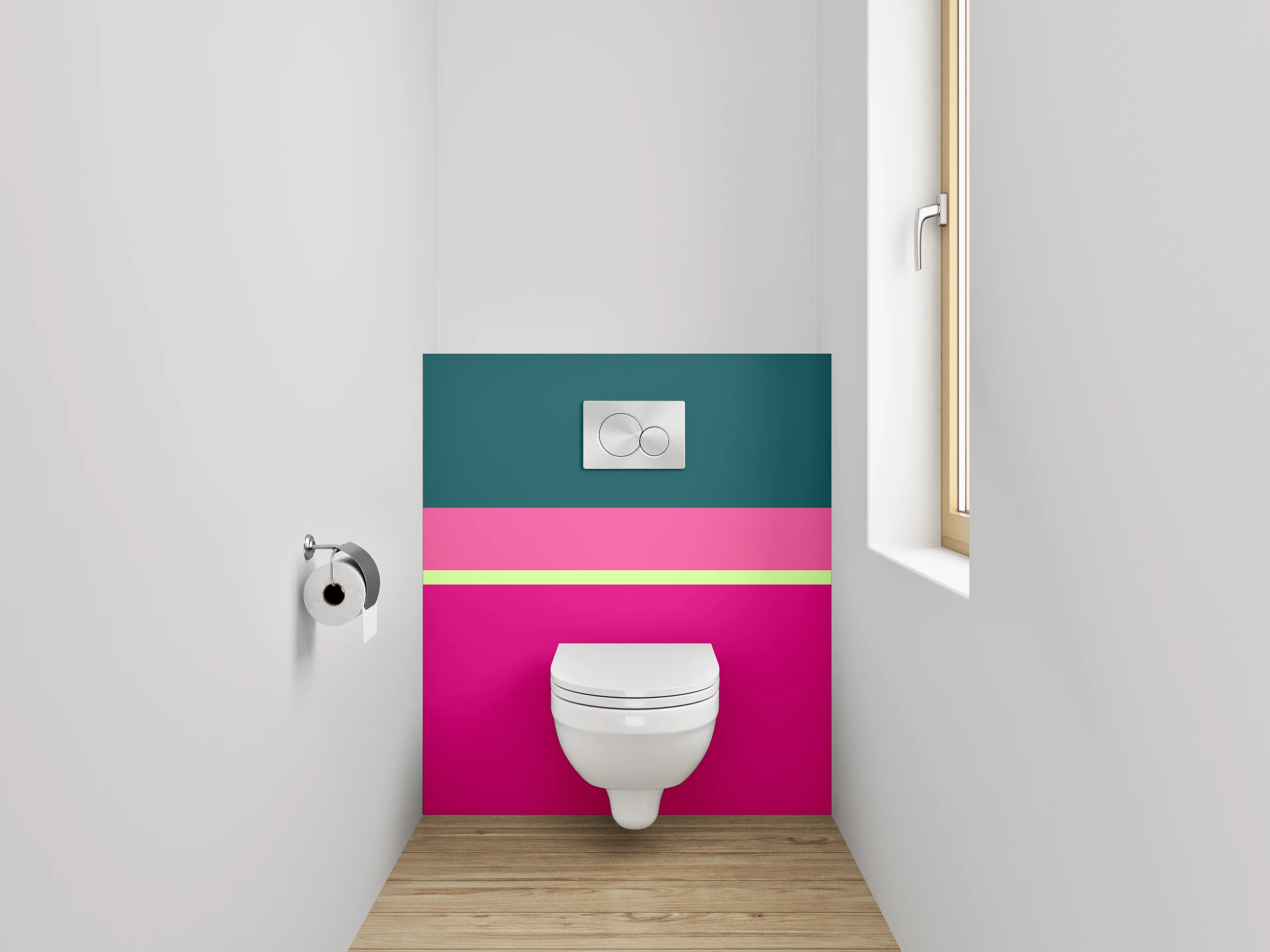 WC-Rückwand - Abstrakte Farbstreifen Pink Petrol
