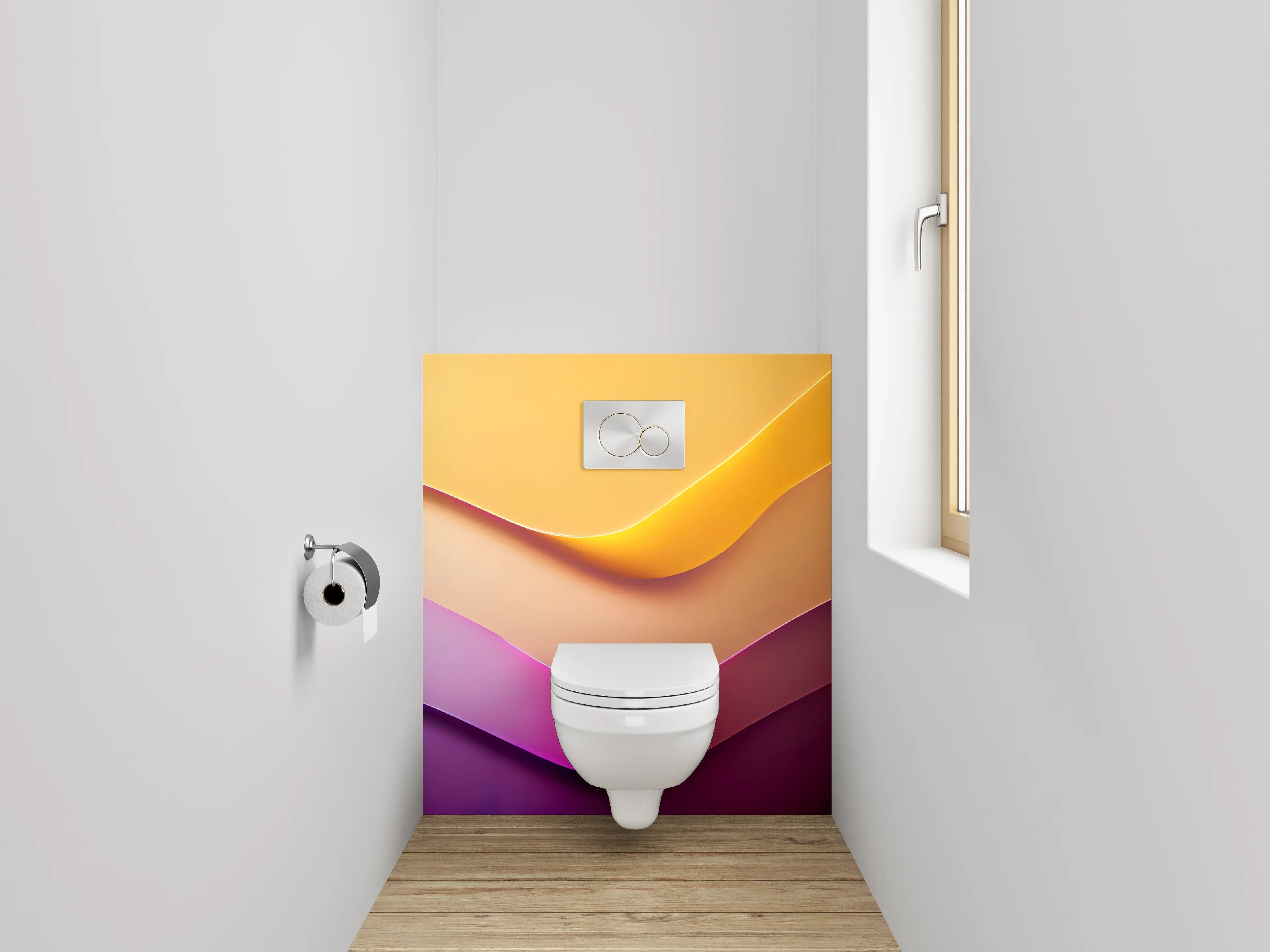 WC-Rückwand - Abstrakte Farbverläufe Gelb Lila