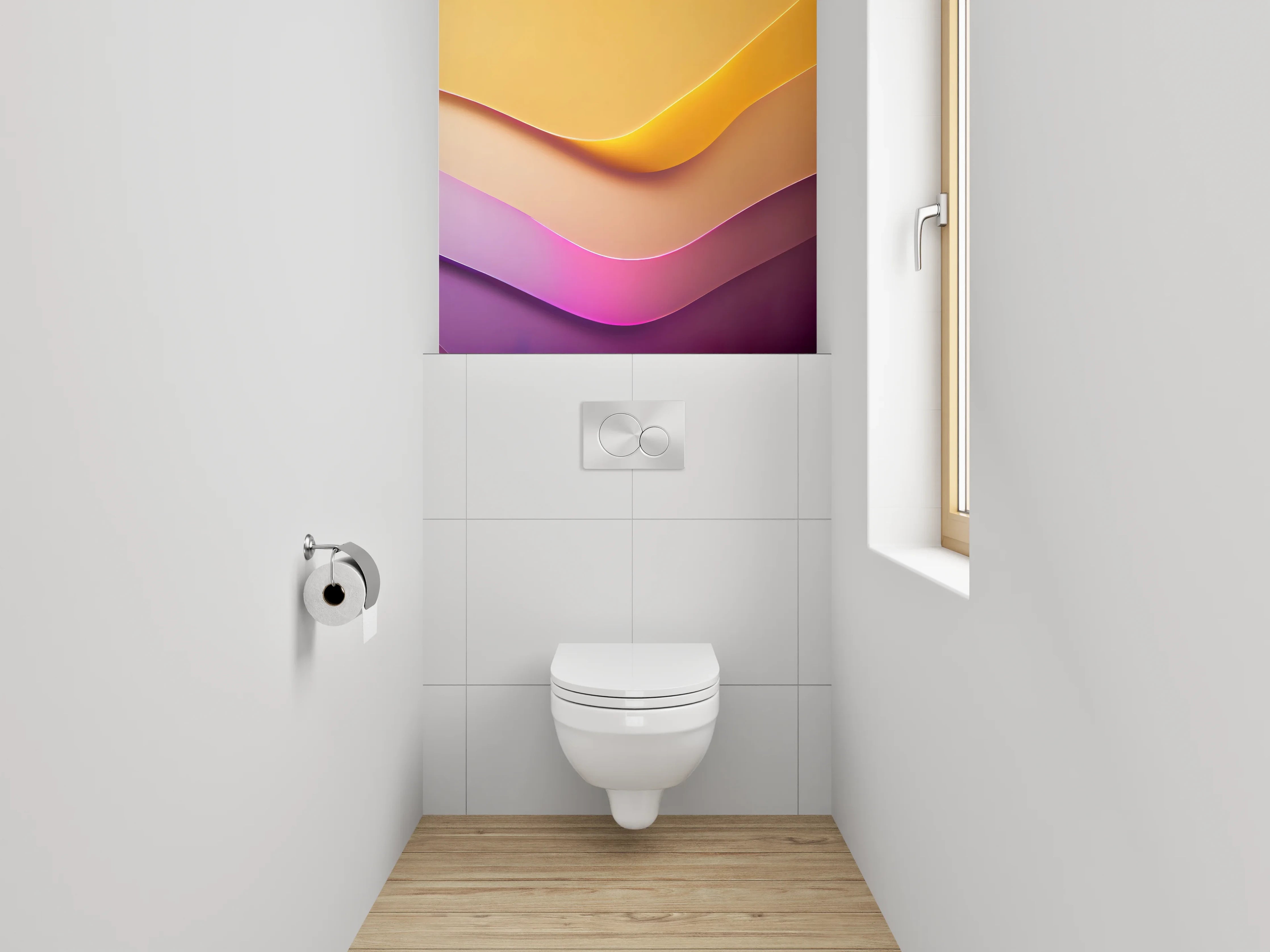 WC-Rückwand - Abstrakte Farbverläufe Gelb Lila