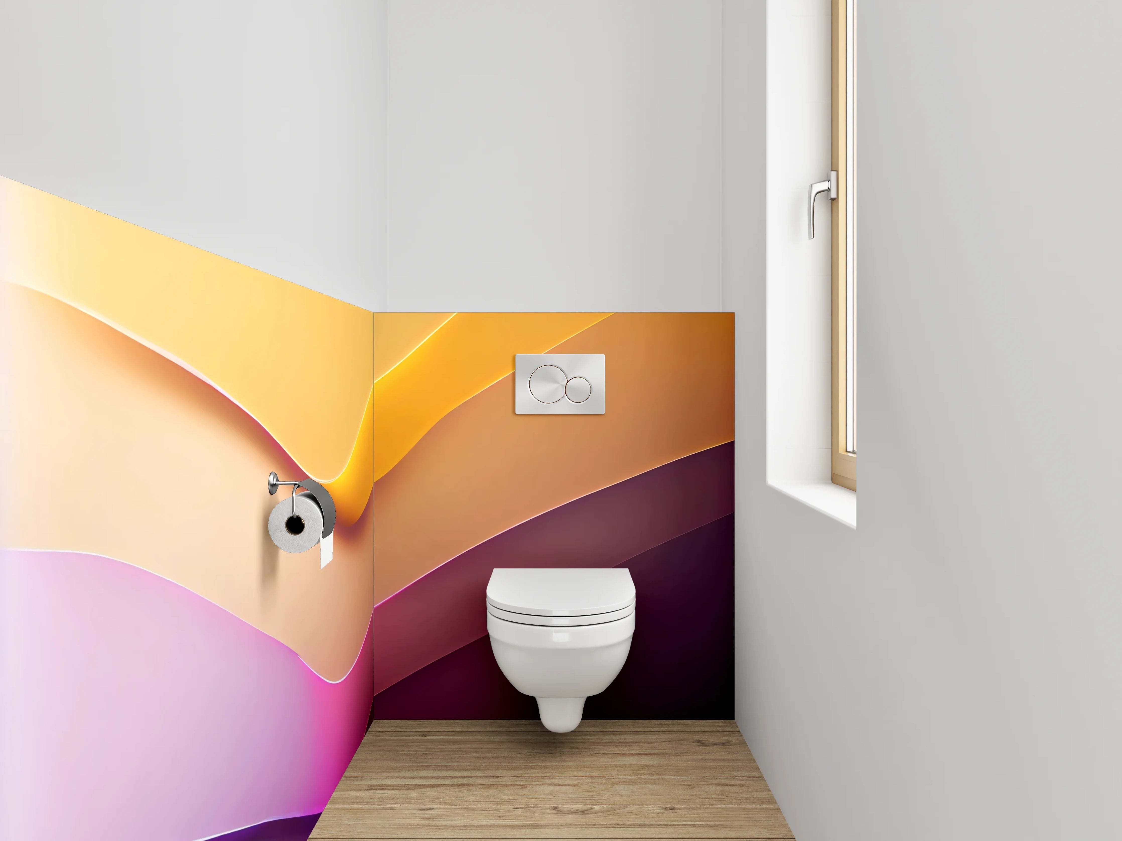 WC-Rückwand - Abstrakte Farbverläufe Gelb Lila