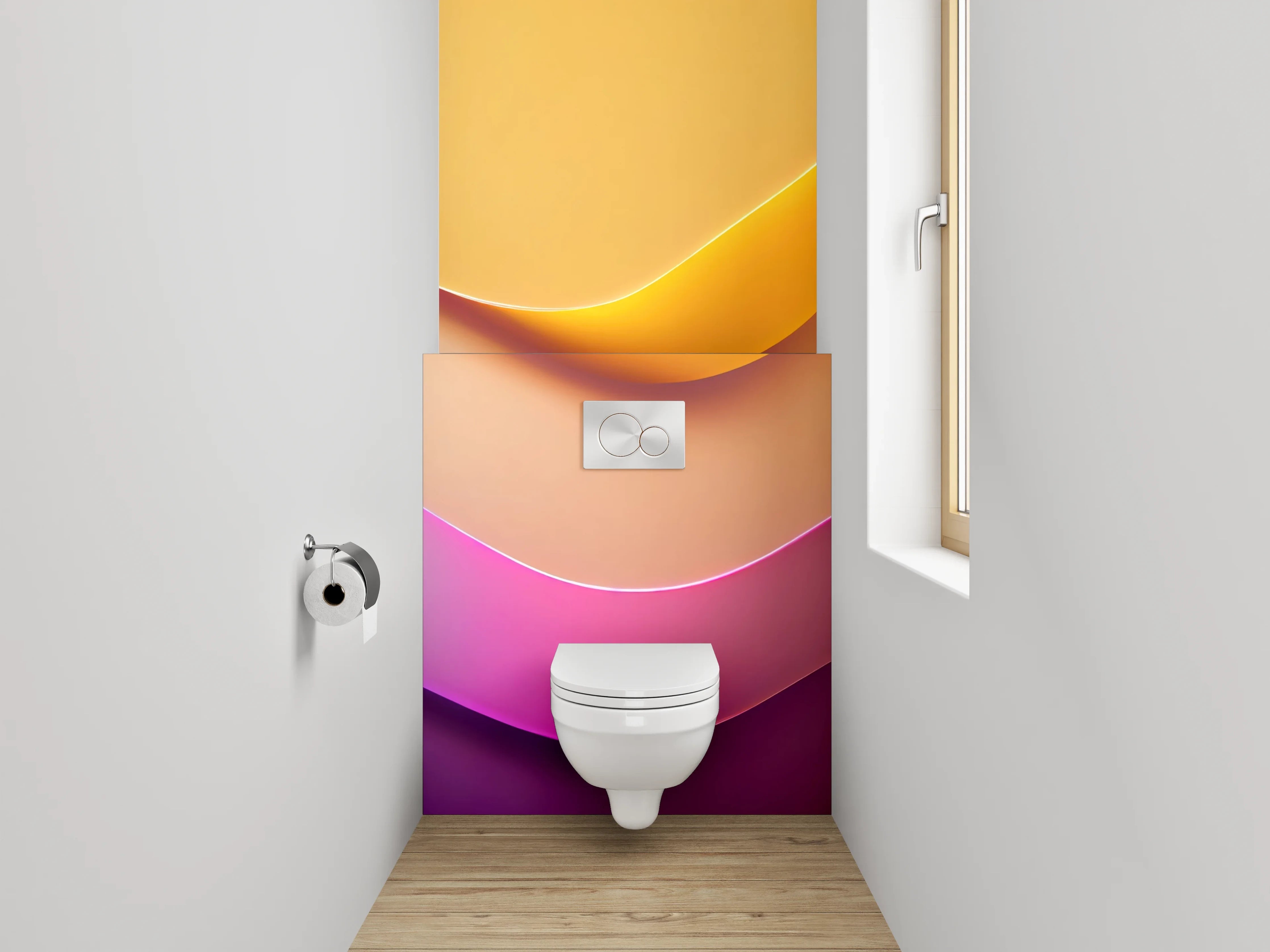 WC-Rückwand - Abstrakte Farbverläufe Gelb Lila