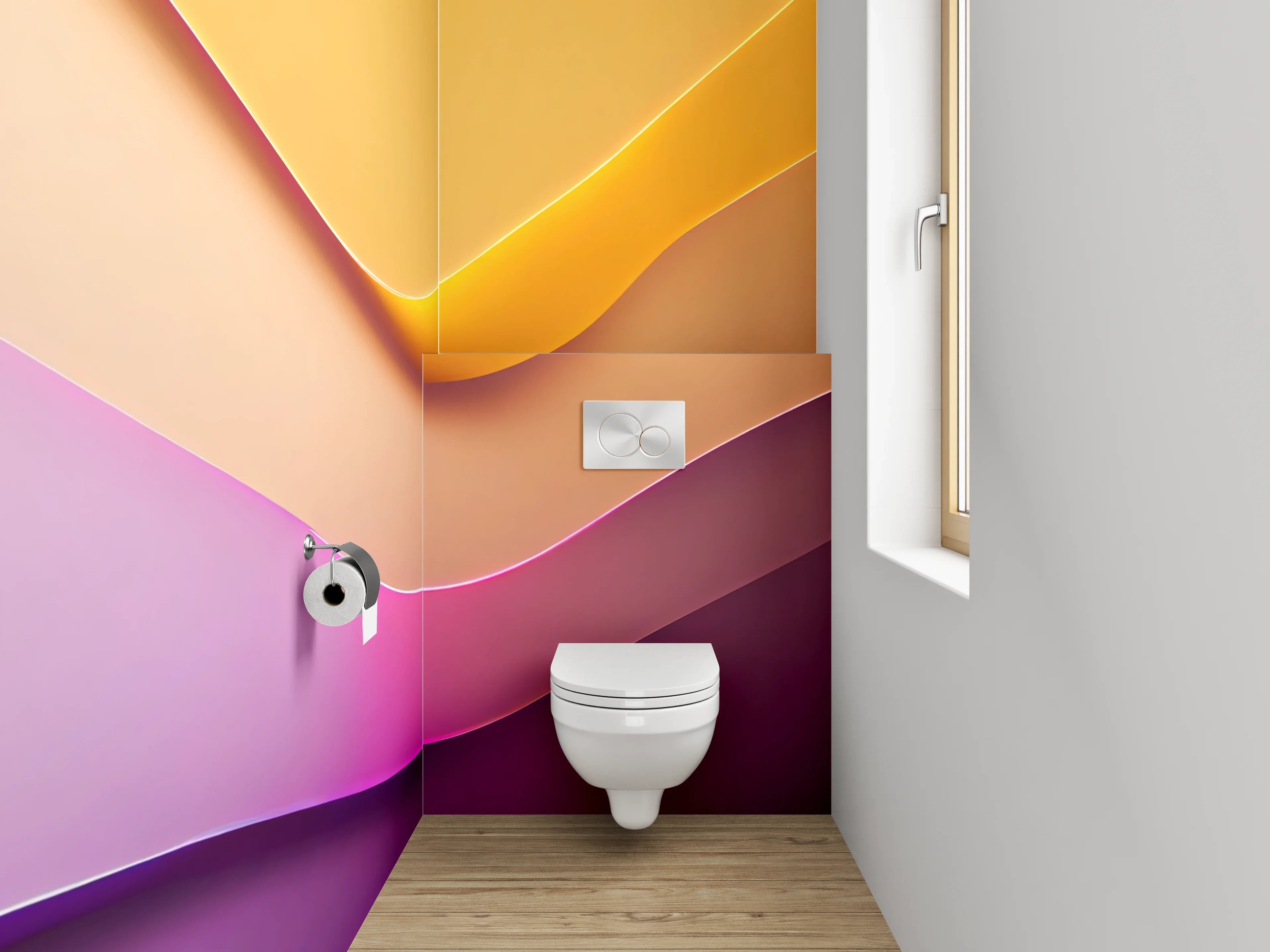 WC-Rückwand - Abstrakte Farbverläufe Gelb Lila