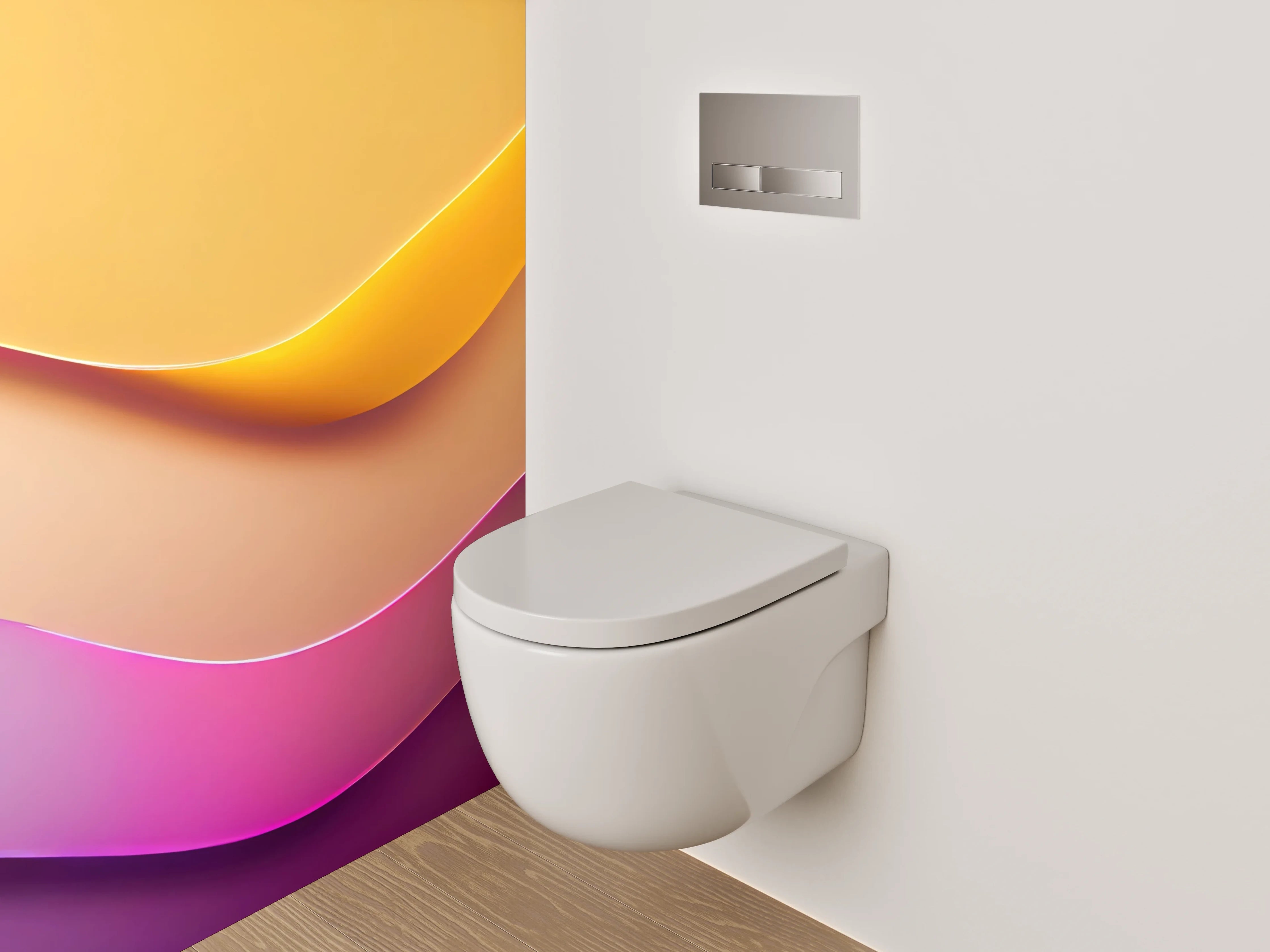 WC-Rückwand - Abstrakte Farbverläufe Gelb Lila