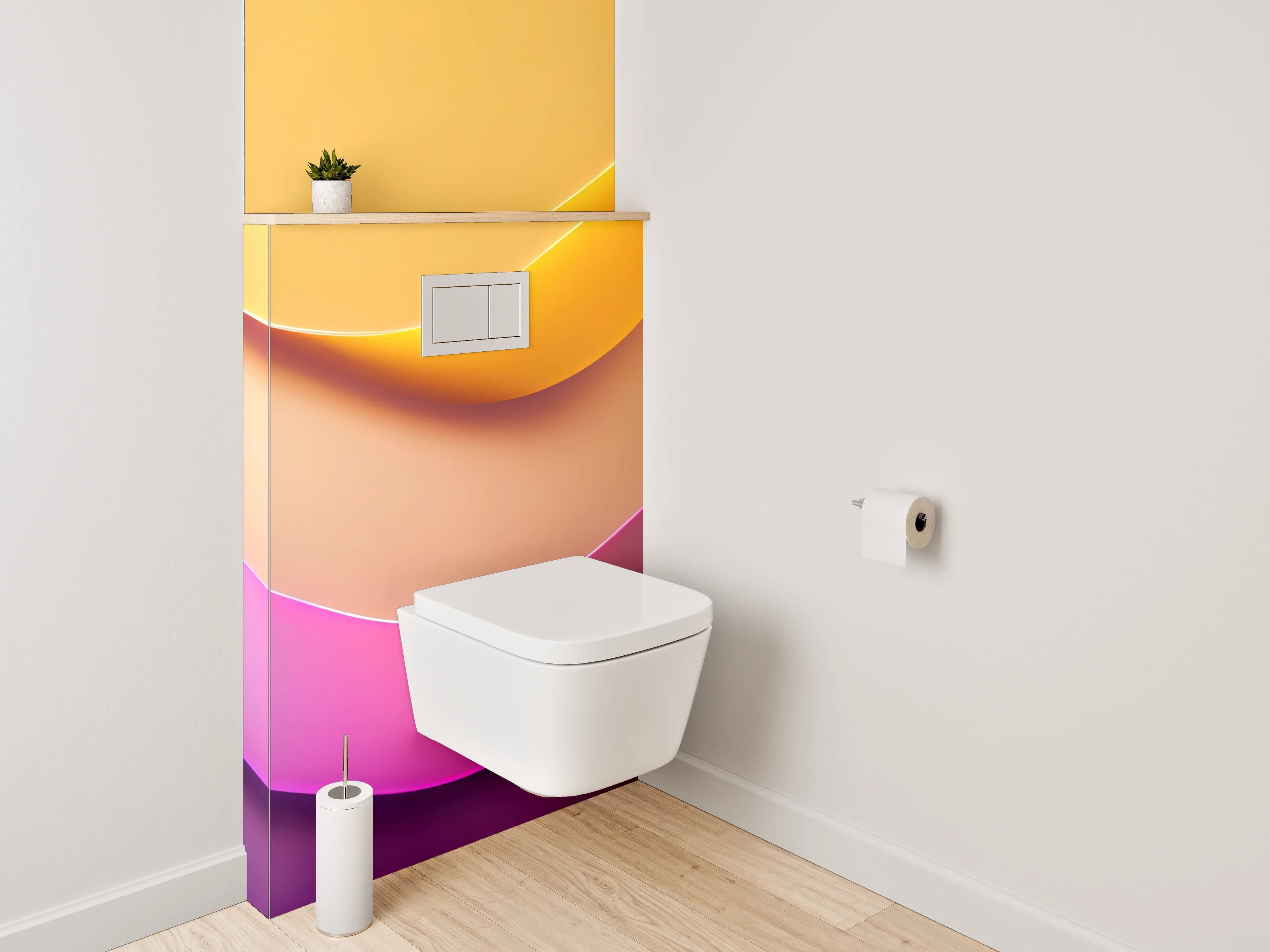 WC-Rückwand - Abstrakte Farbverläufe Gelb Lila